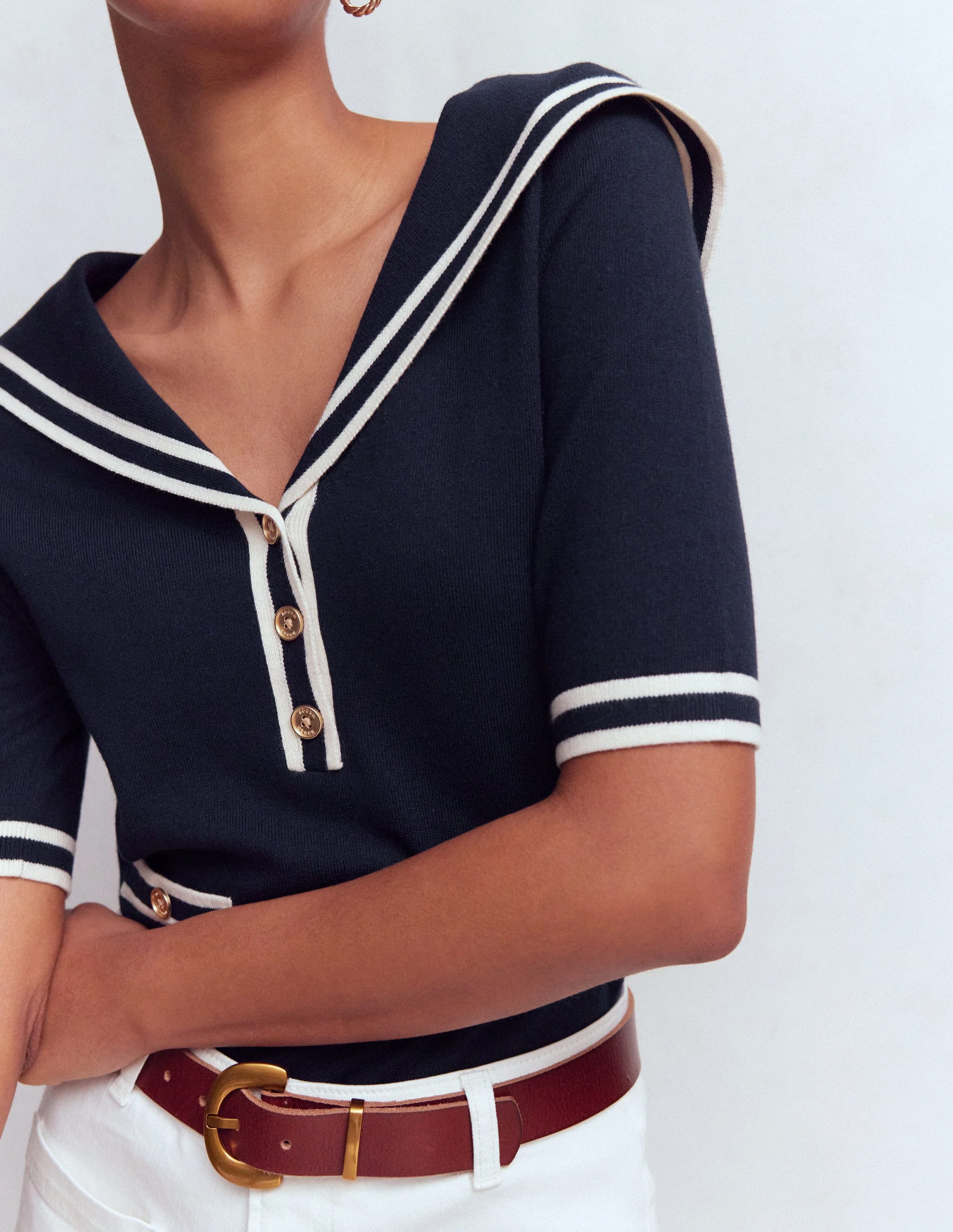 Pullover mit Matrosenkragen-Marineblau - Image 4