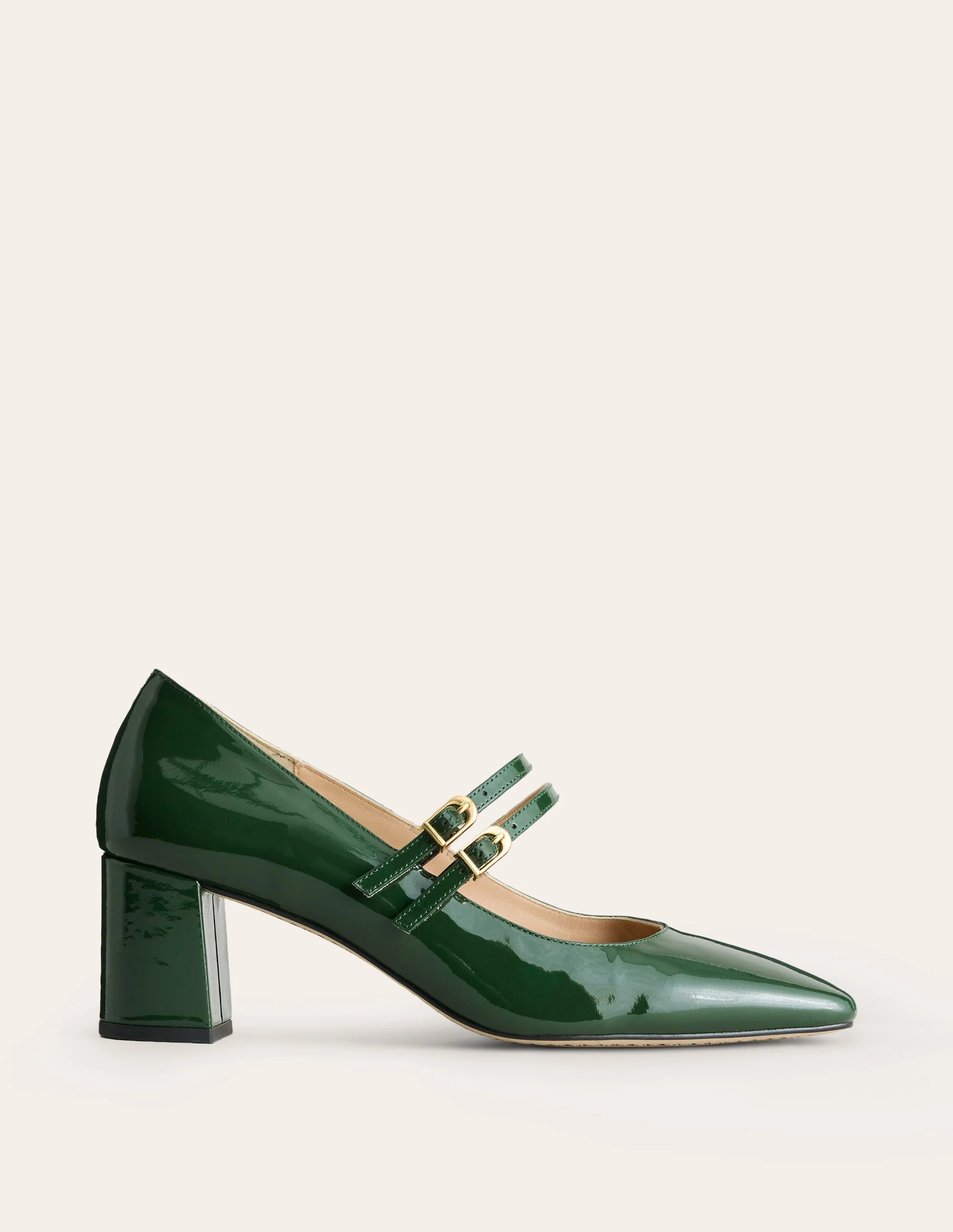 Pumps mit Blockabsatz-Dunkelgrün Lackleder - Image 2