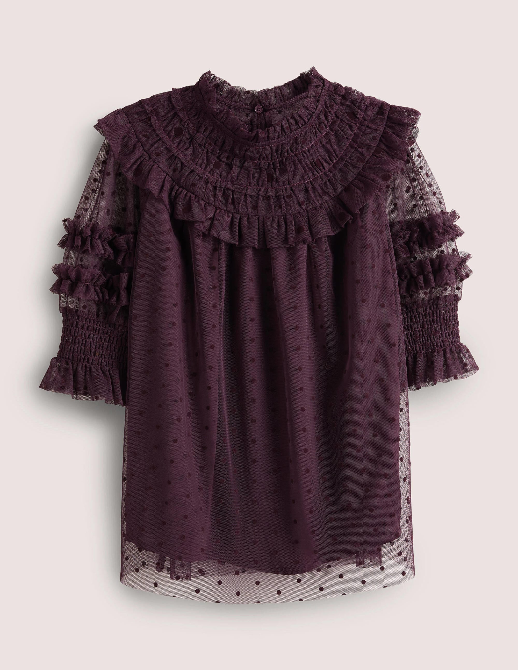 Purple Polka Dot Tulle Party Top-Feigen-Violett - Image 5
