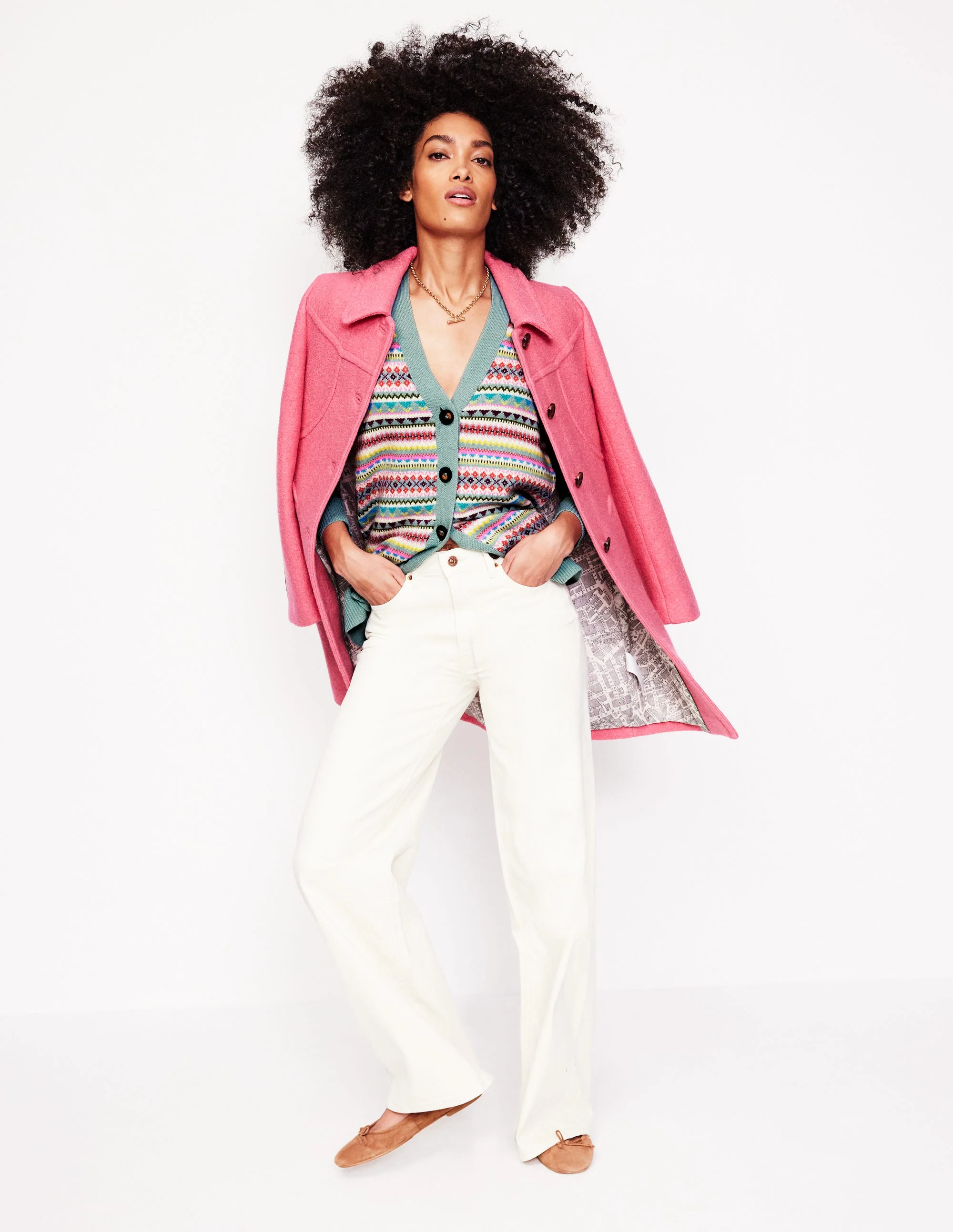 Quinn Strickjacke im Boyfriend-Stil-Blau, Klassisches Fair-Isle-Design - Image 4