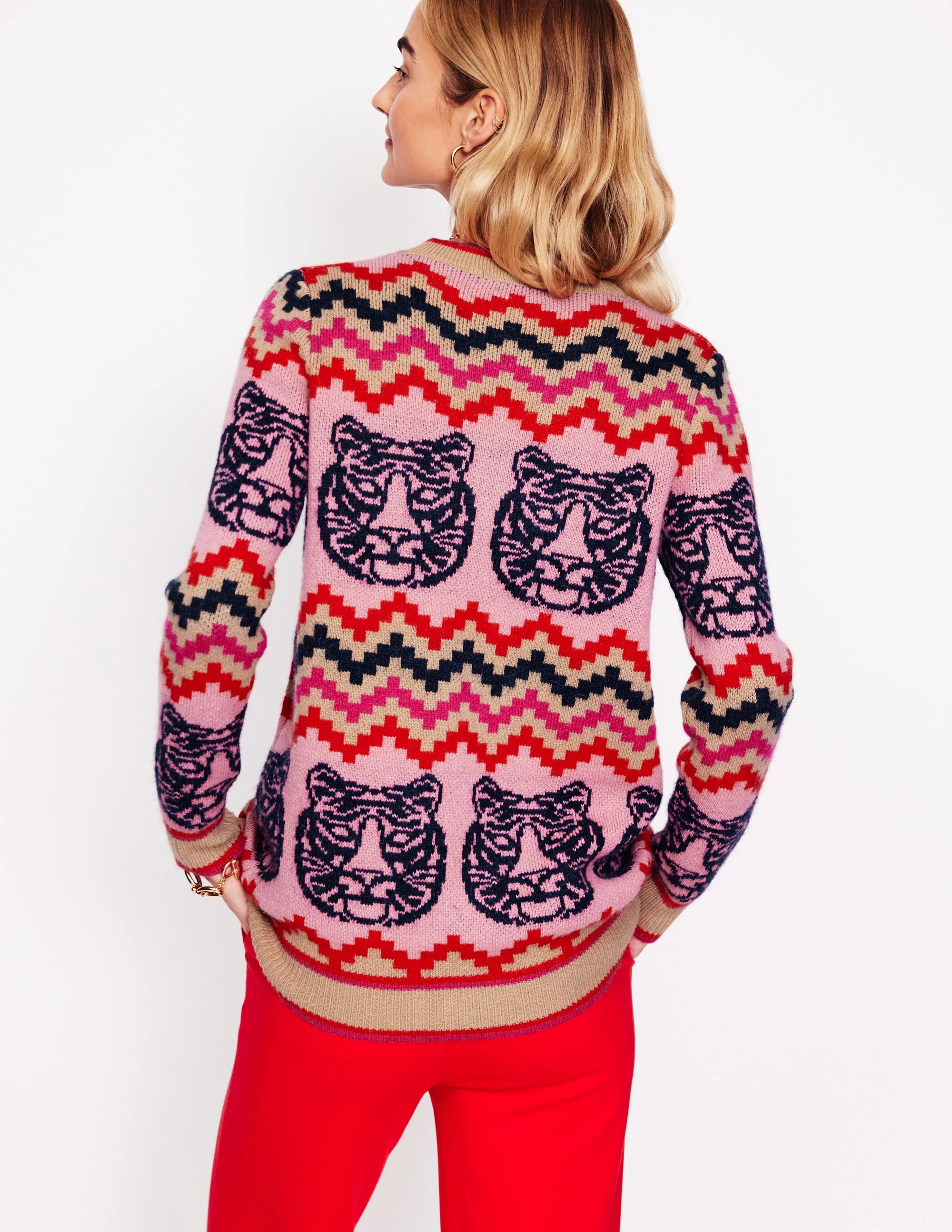 Quinn Strickjacke im Boyfriend-Stil-Bunt, Tiger - Image 3