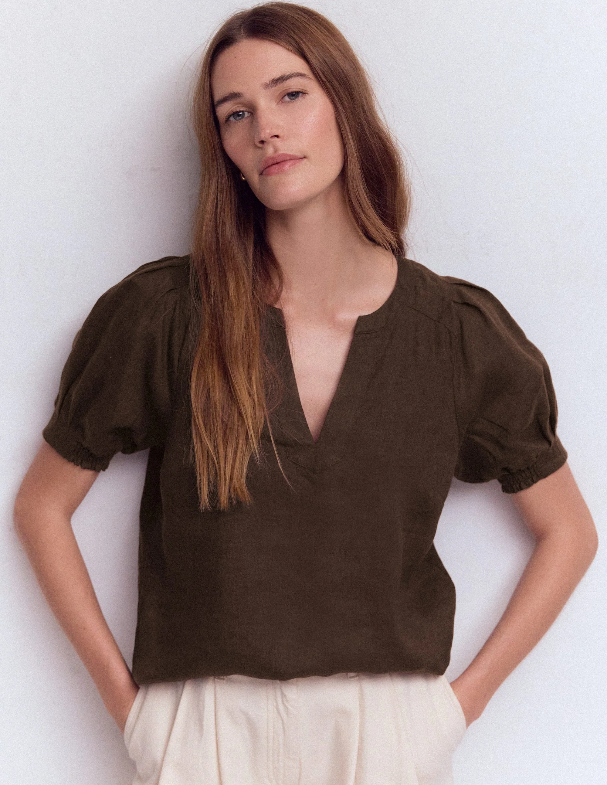 Rae Leinenoberteil-Braun - Image 4