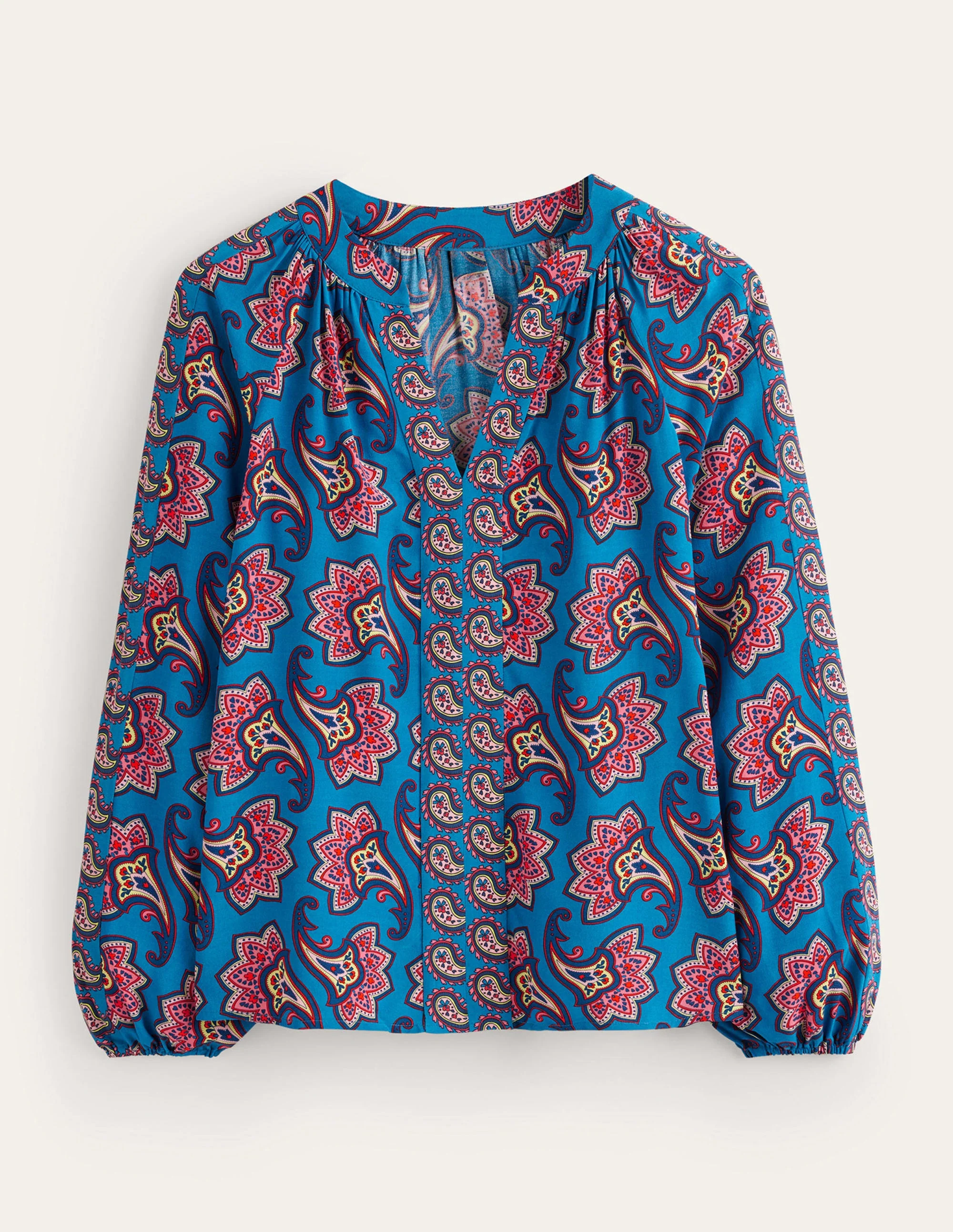 Raglan-Oberteil mit Bordürenmuster-Blau, Paisley-Amaryllis - Image 6