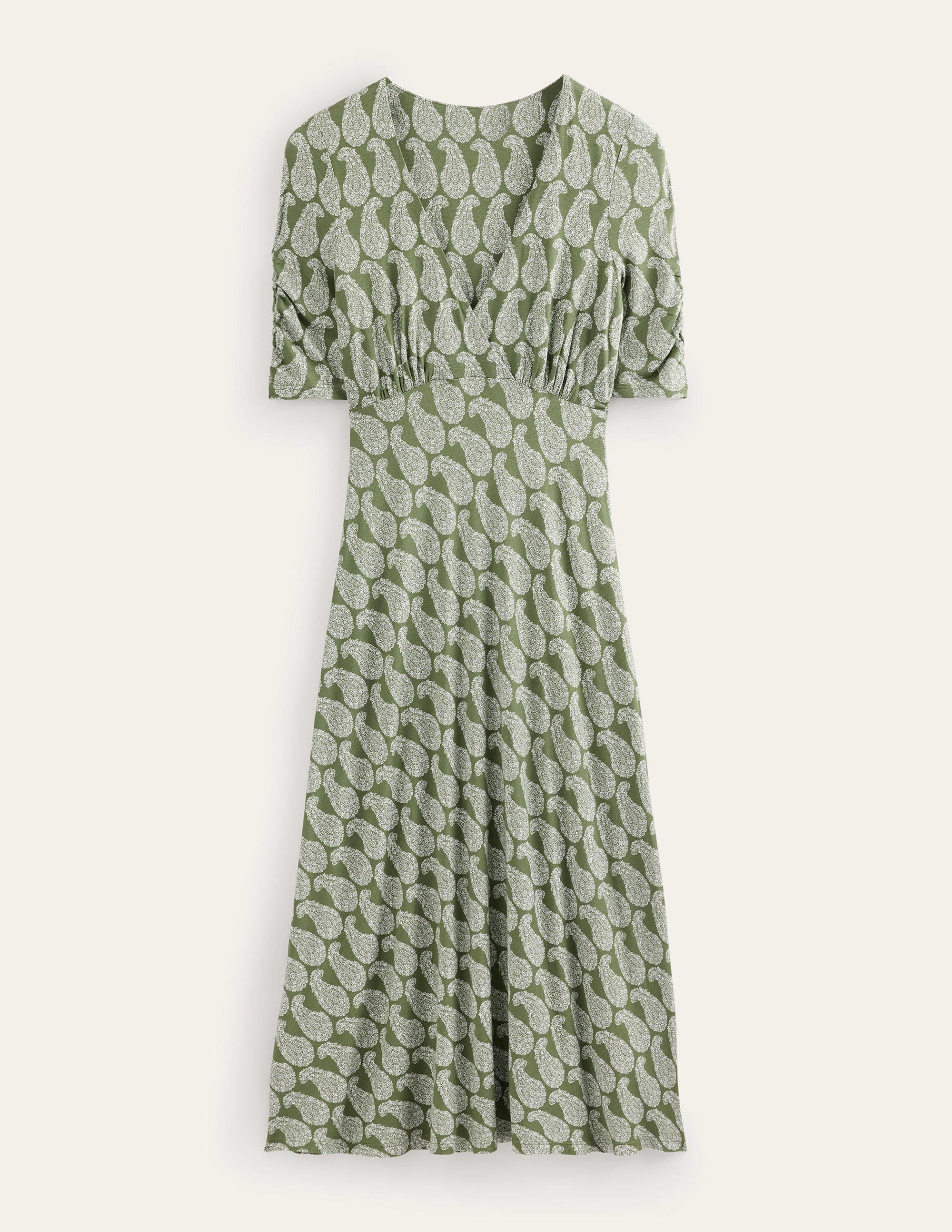 Rebecca Midi-Teekleid aus Jersey-Fichtengrün, Paisleymuster - Image 5