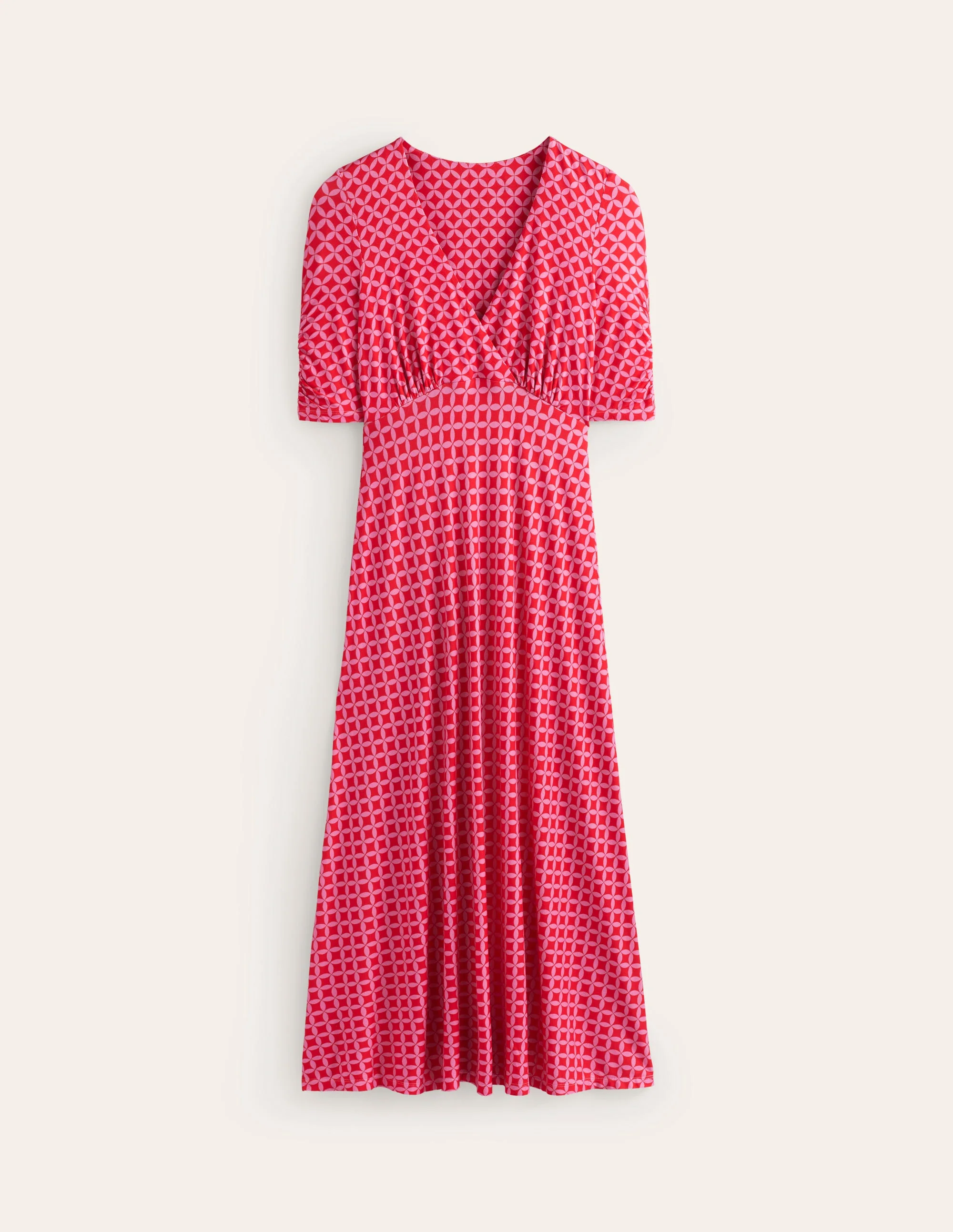 Rebecca Midi-Teekleid aus Jersey-Flammenrot, Diamond Terrace - Image 6