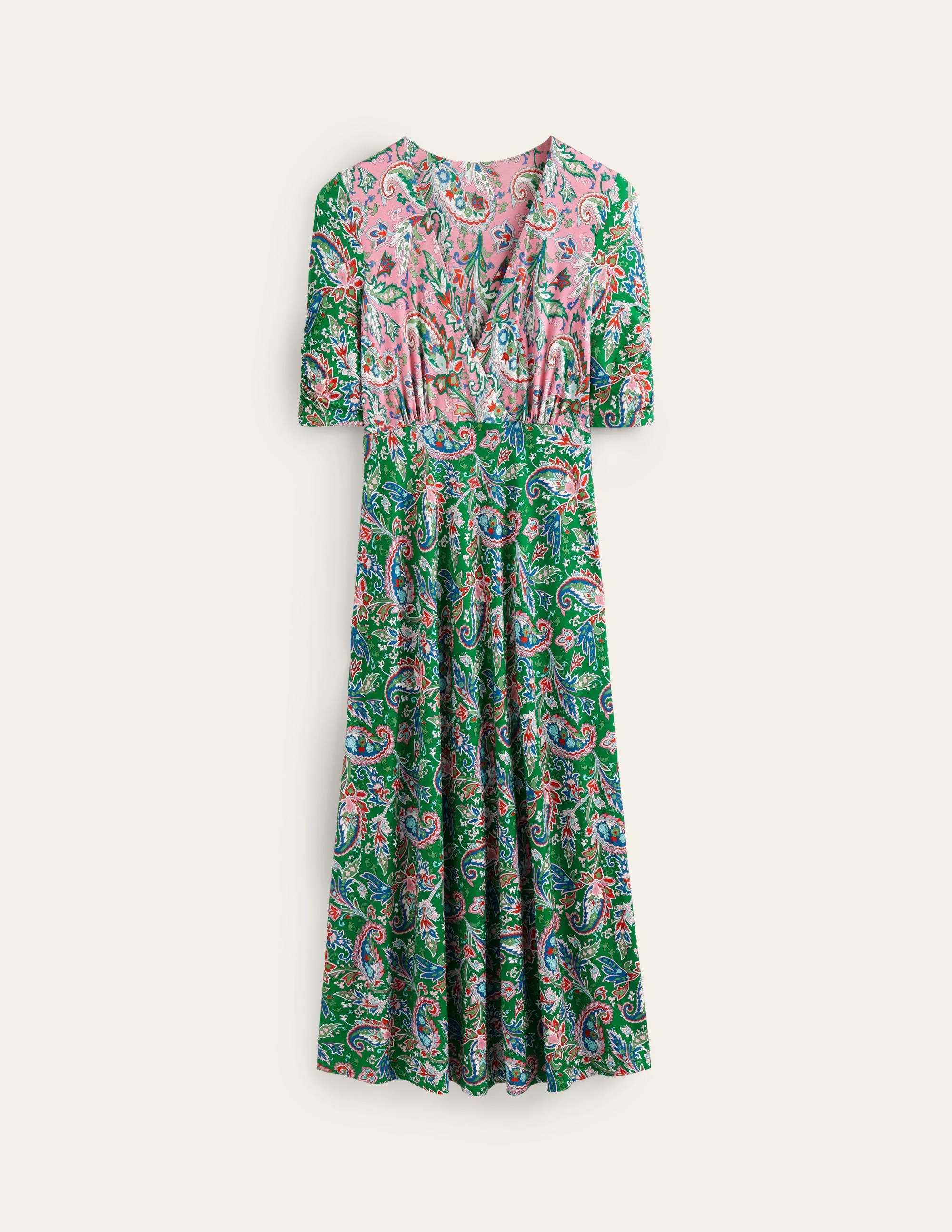 Rebecca Midi-Teekleid aus Jersey-Kaschmir-Rose, Paisley Azurblau - Image 7