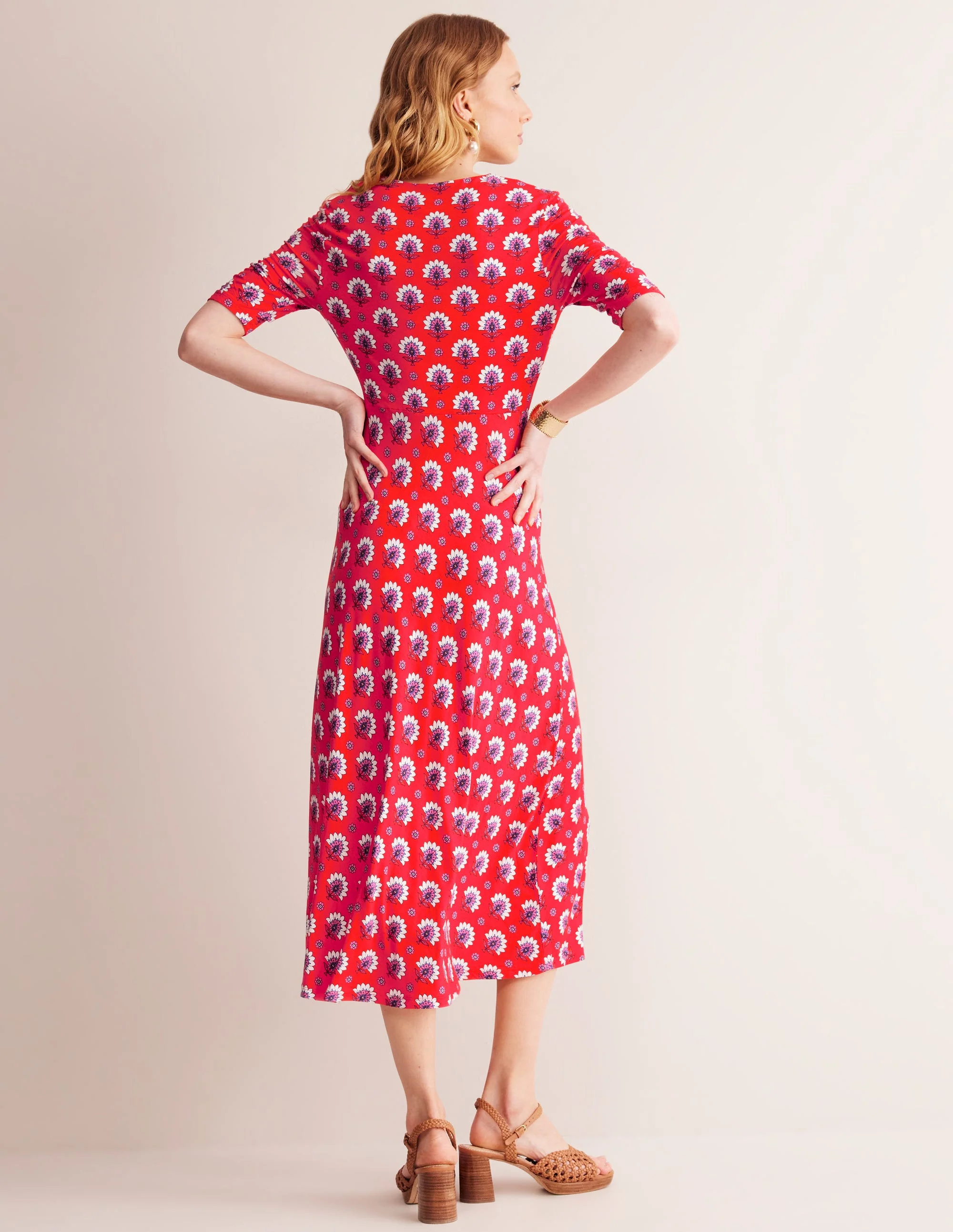 Rebecca Midi-Teekleid aus Jersey-Mandarine, Passion Geo - Image 4