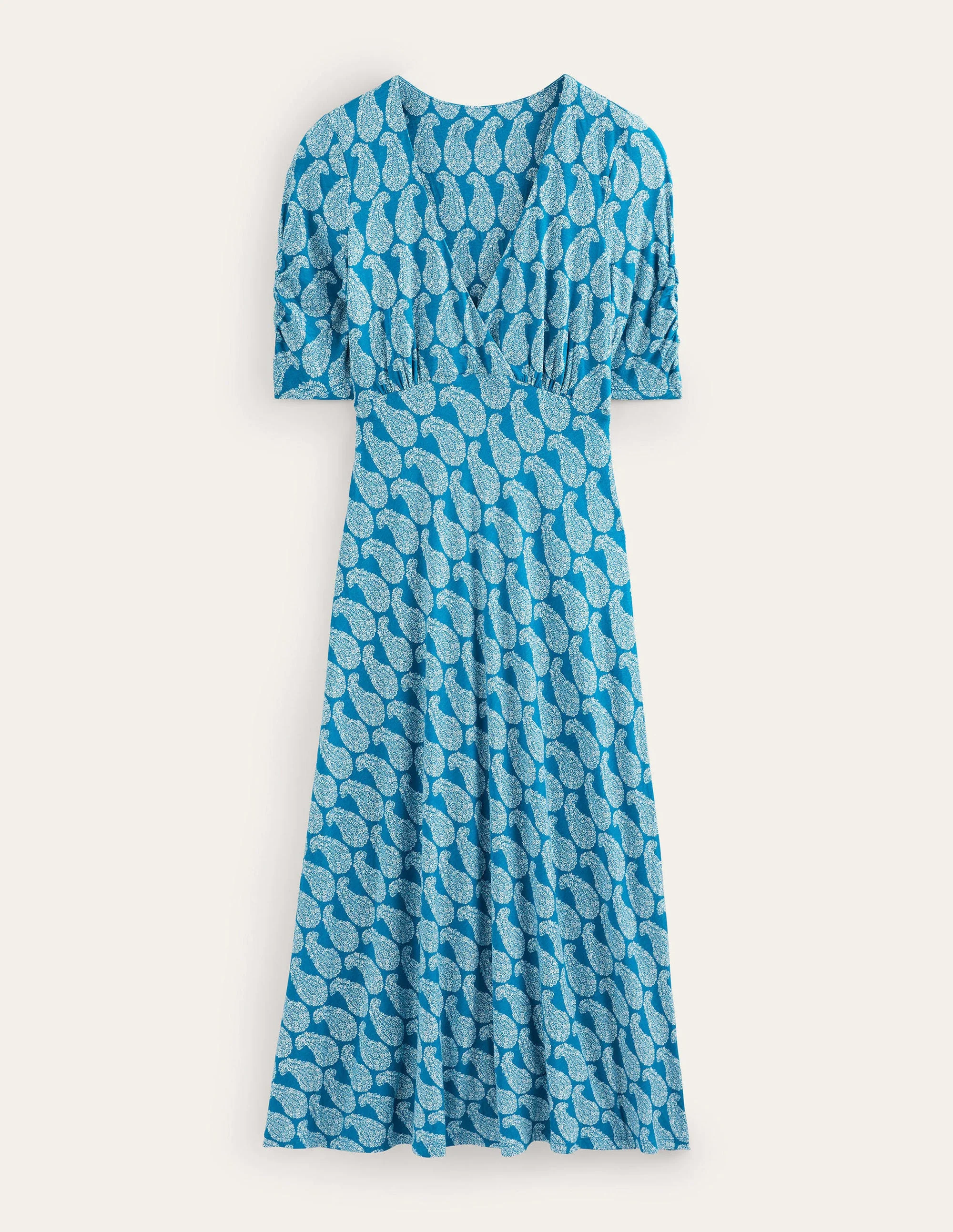 Rebecca Midi-Teekleid aus Jersey-Petrol, Paisleymuster - Image 5