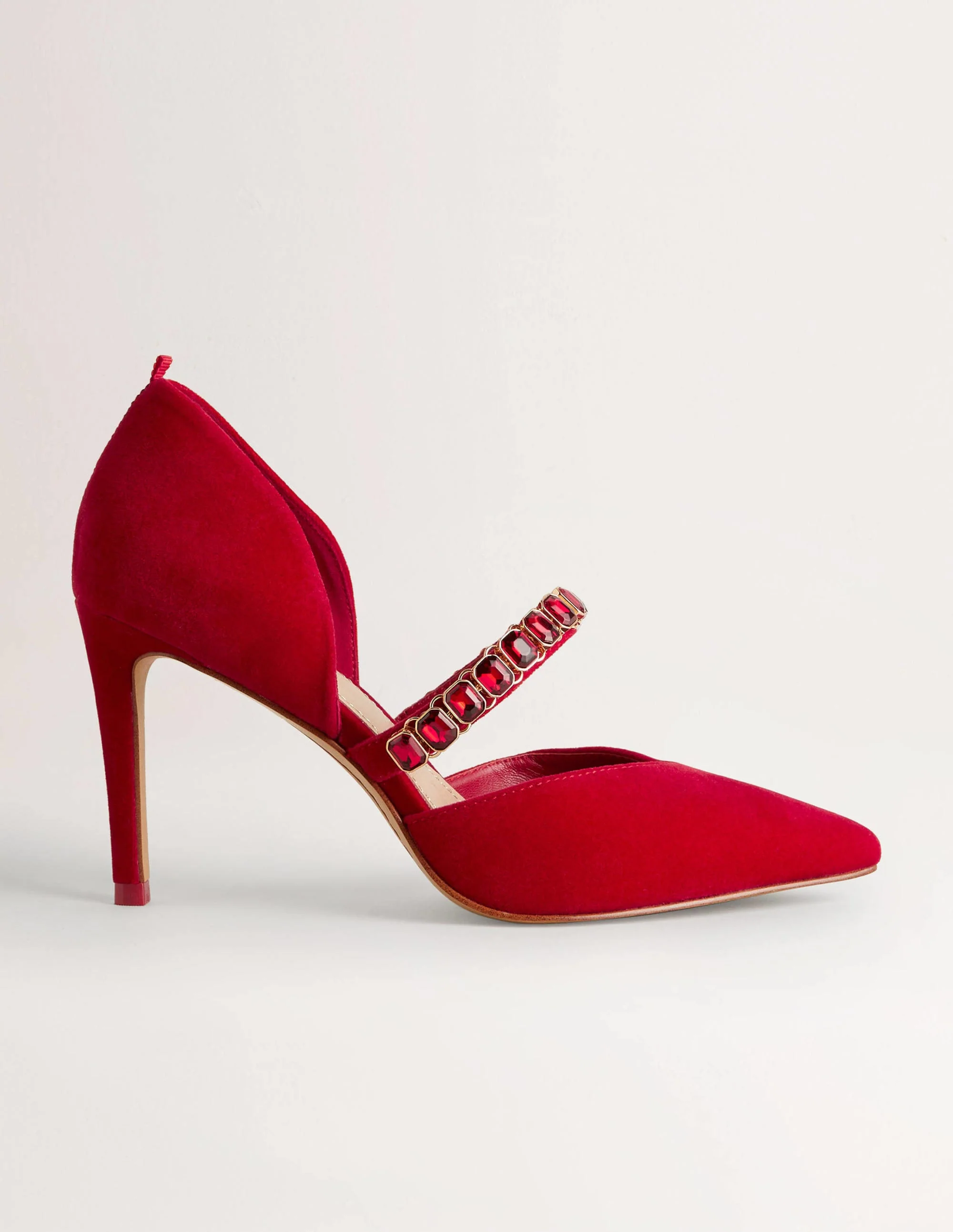 Red Crystal Strap Heeled Courts-Weihnachtssternrot