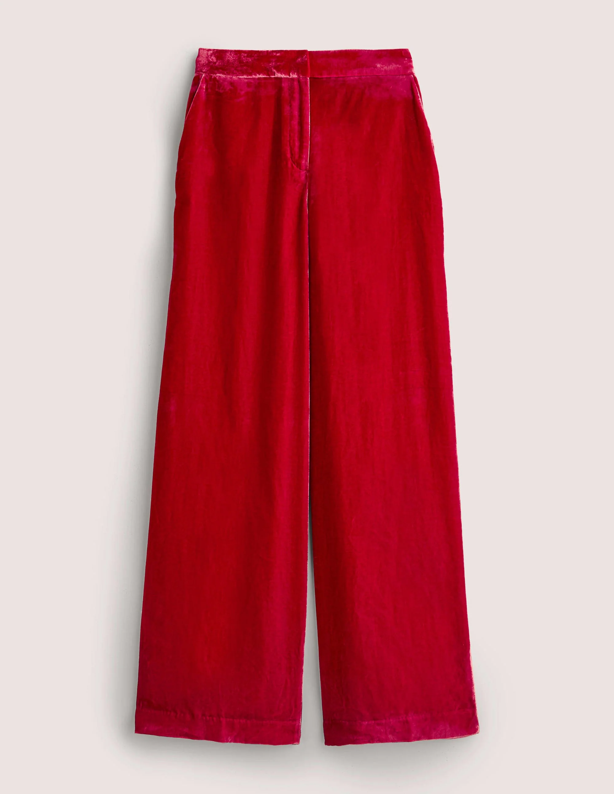Red Velvet Wide-Leg Trousers-Samtrot - Image 5