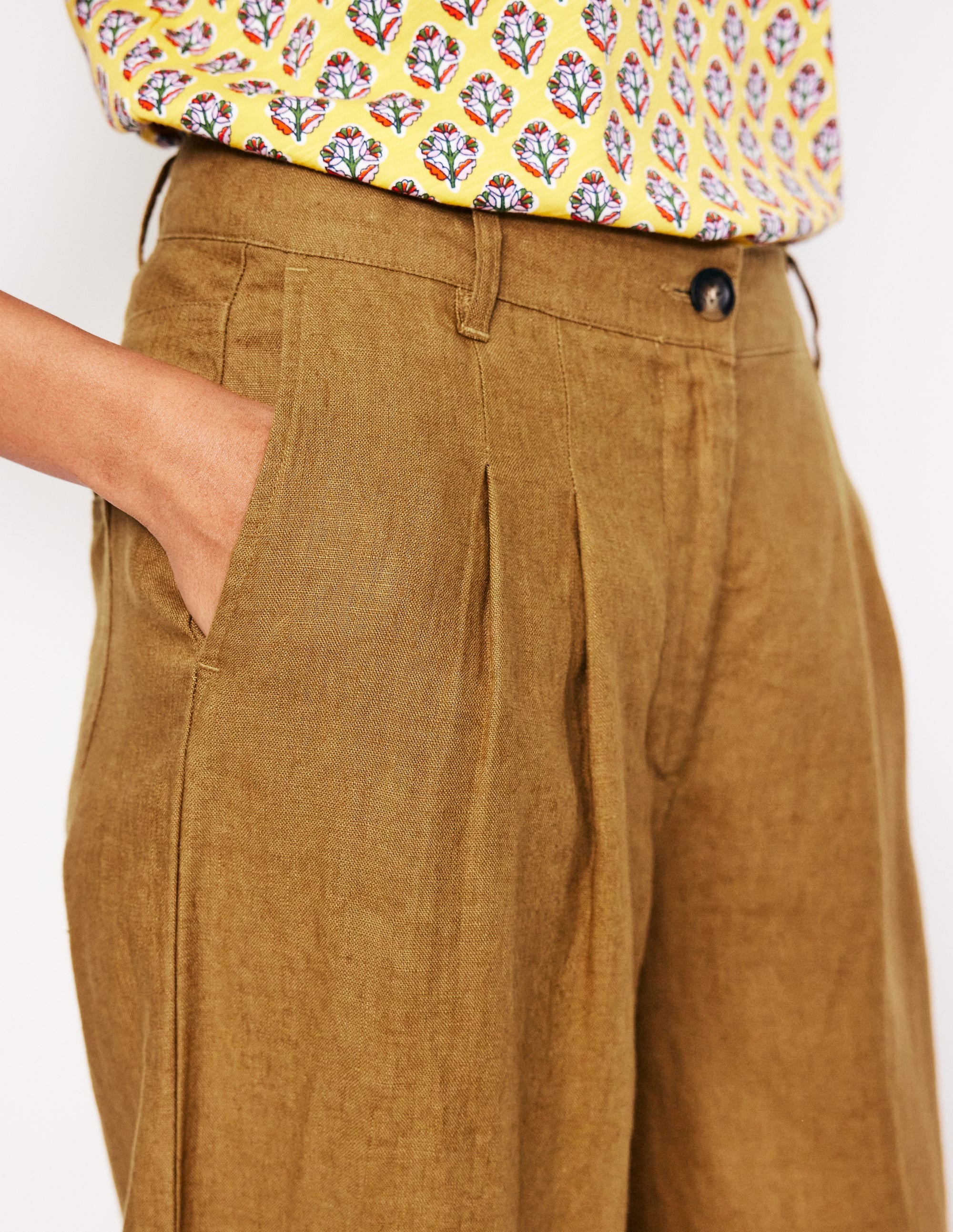Regent Plissierte Leinenhose-Black - Image 2