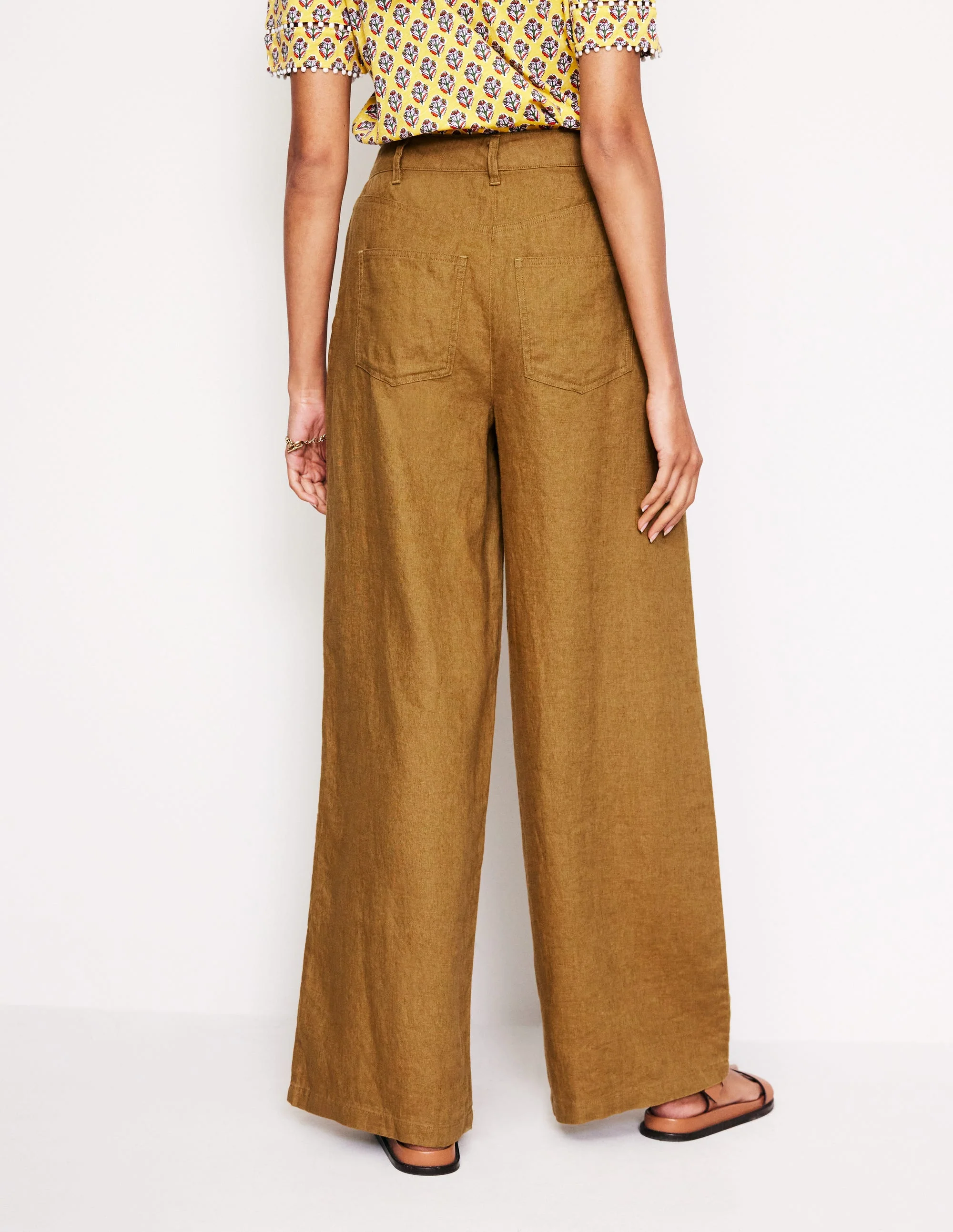 Regent Plissierte Leinenhose-Black - Image 3