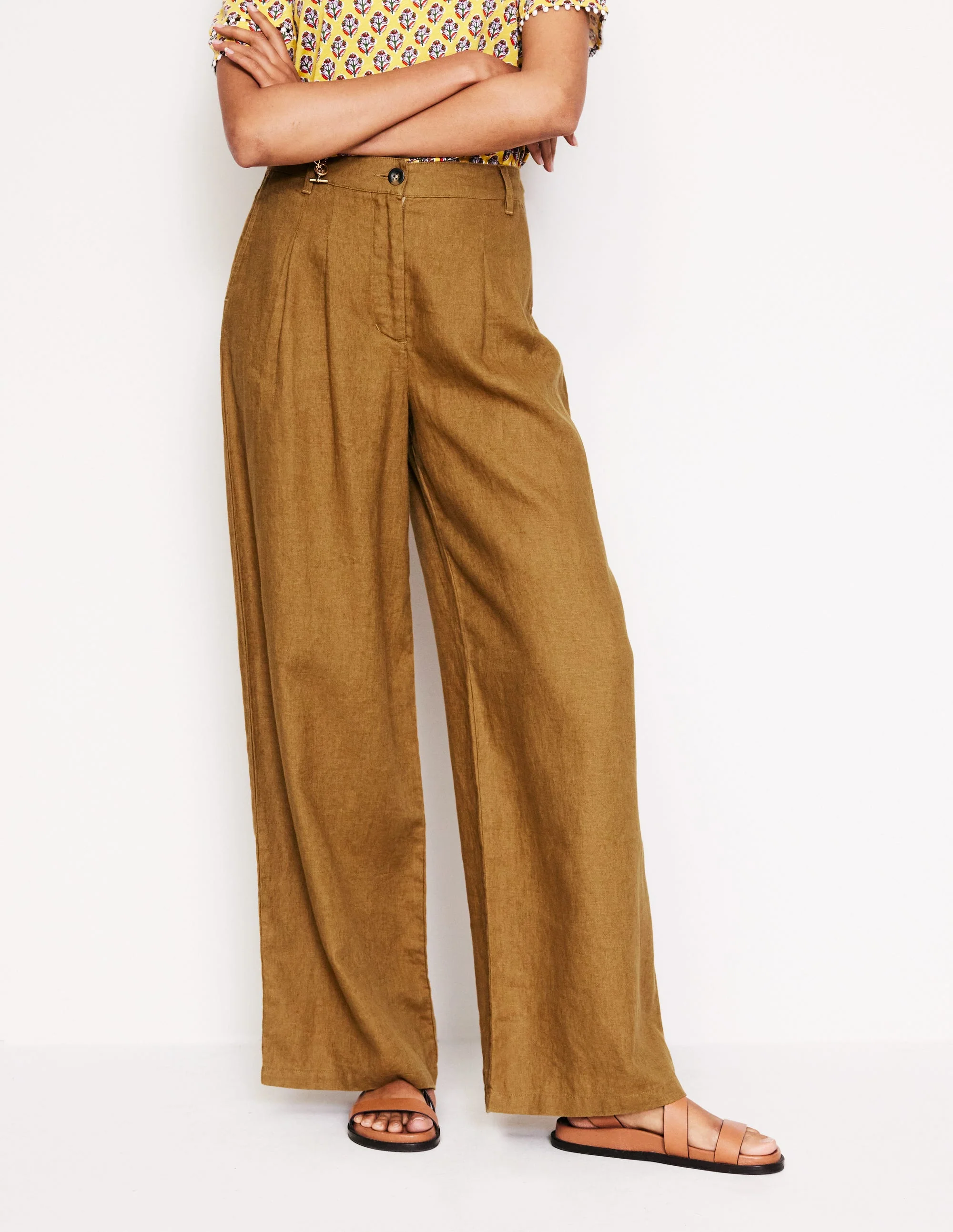 Regent Plissierte Leinenhose-Black - Image 4