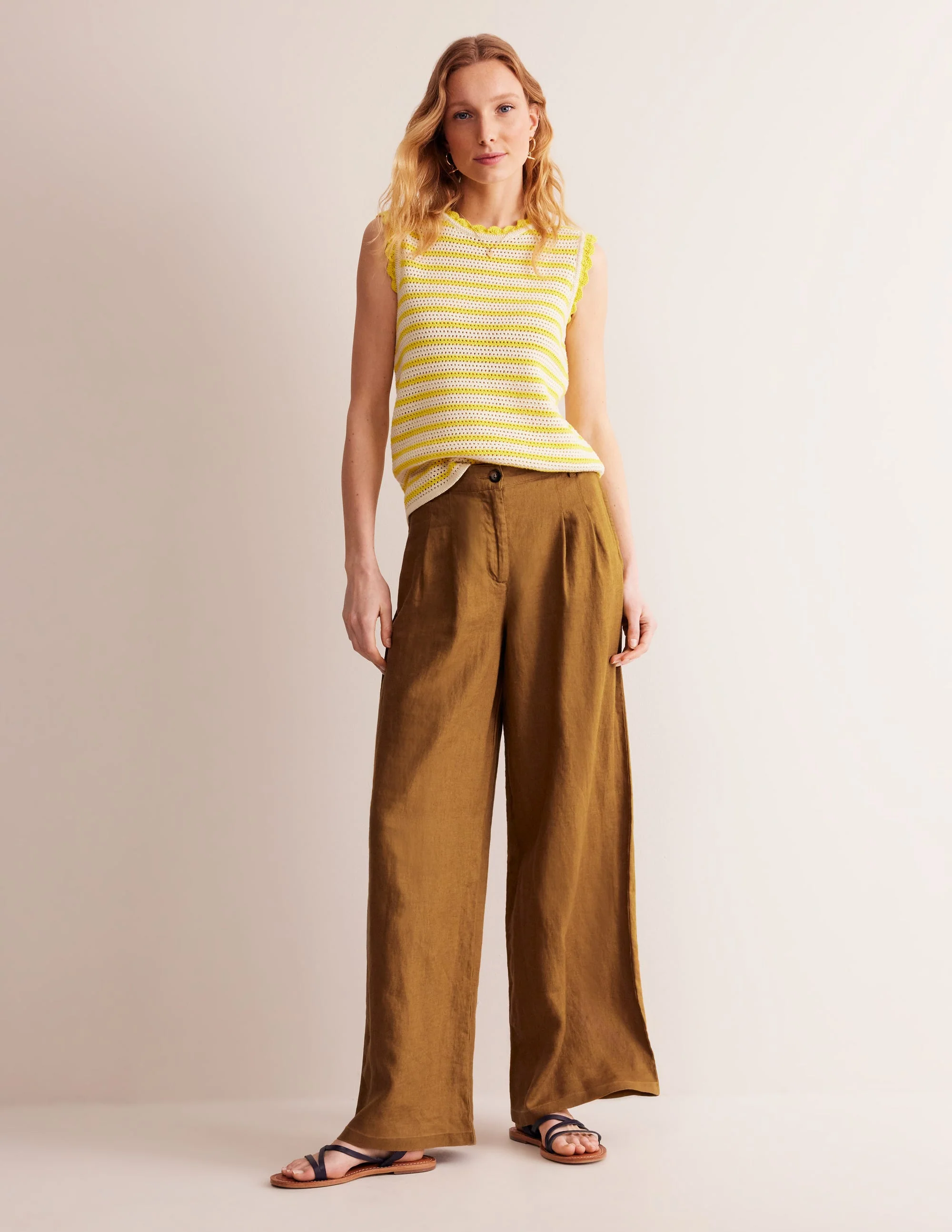 Regent Plissierte Leinenhose-Black - Image 5
