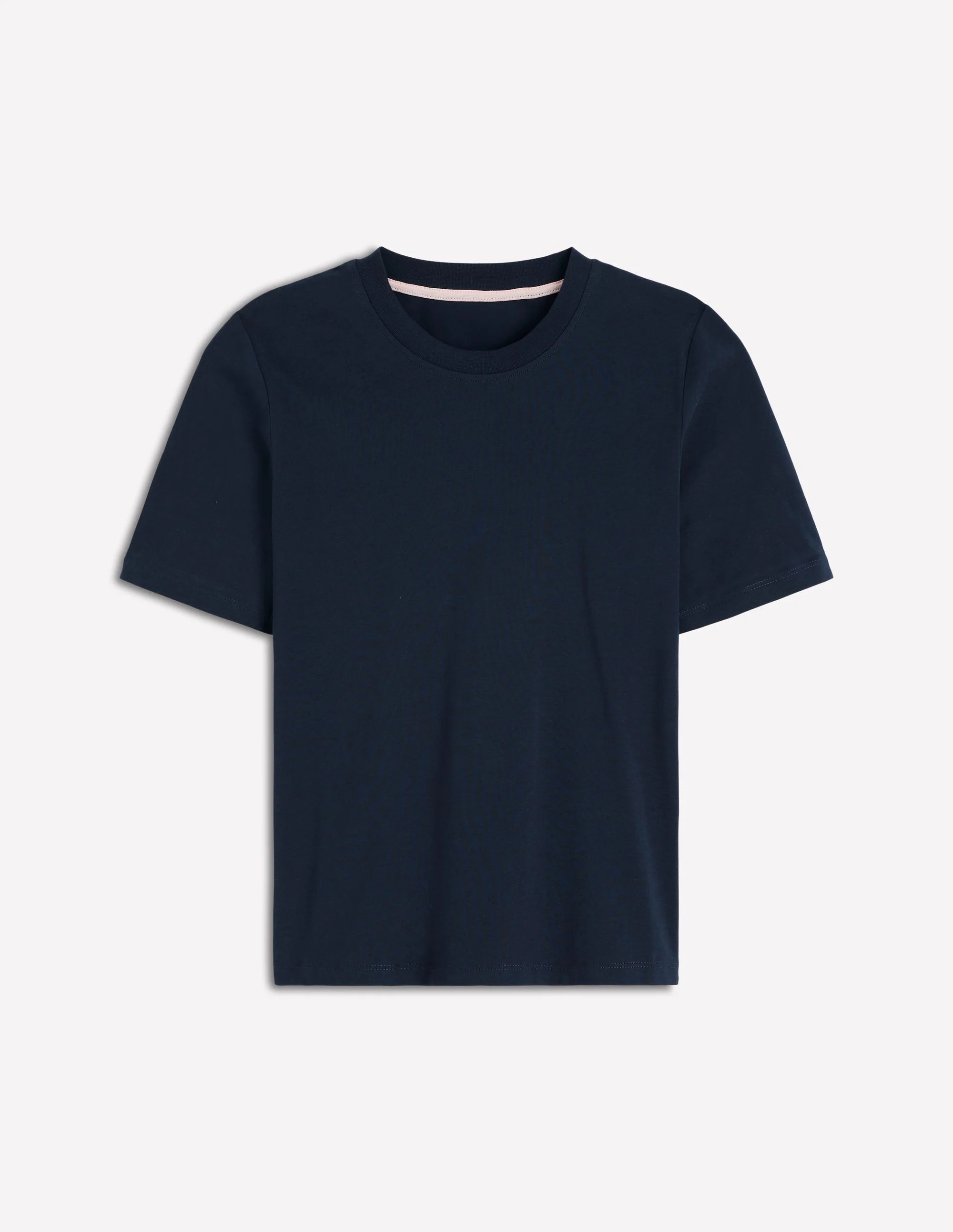 Ren Baumwoll-T-Shirt mit Rundhalsausschnitt-Marineblau - Image 4