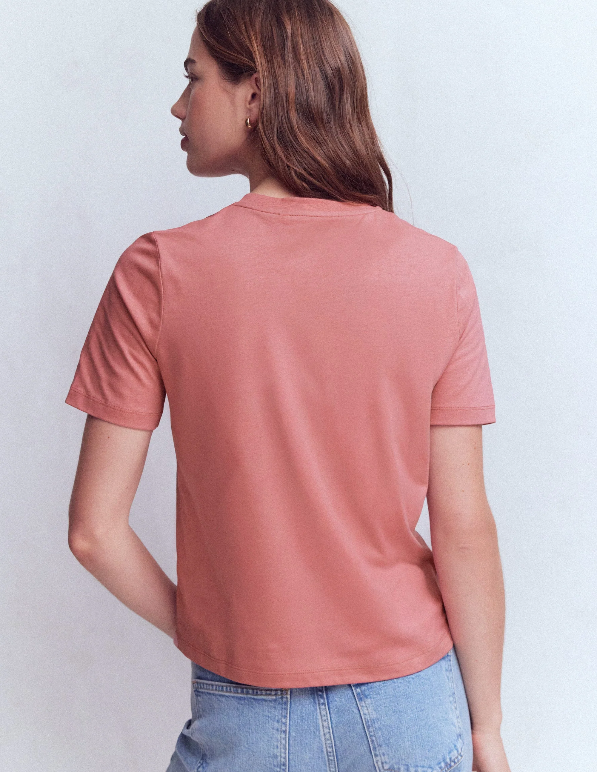 Ren Baumwoll-T-Shirt mit Rundhalsausschnitt-Vintagerosa - Image 3