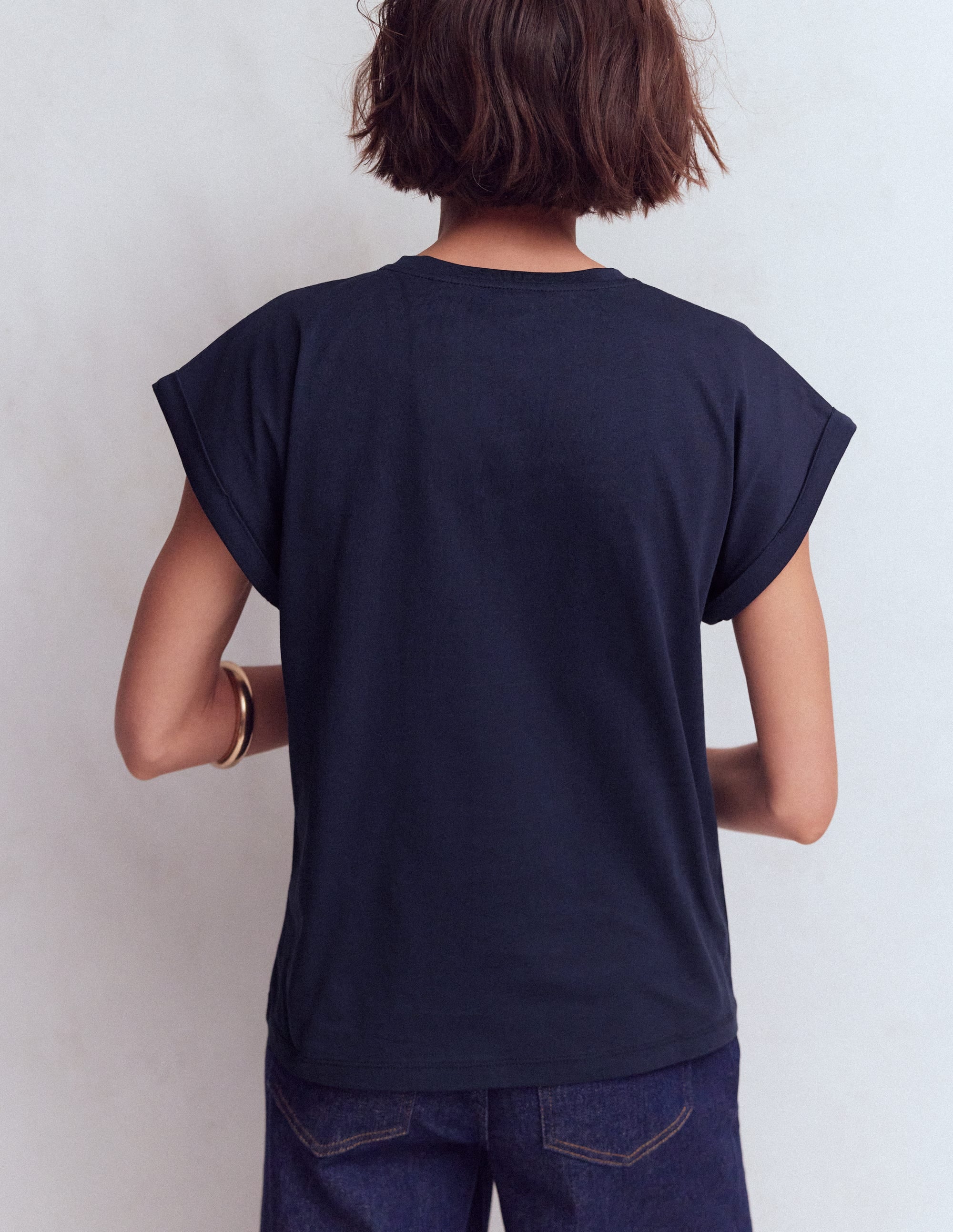 Ren T-Shirt mit umgeschlagenen Ärmeln-Marineblau - Image 3