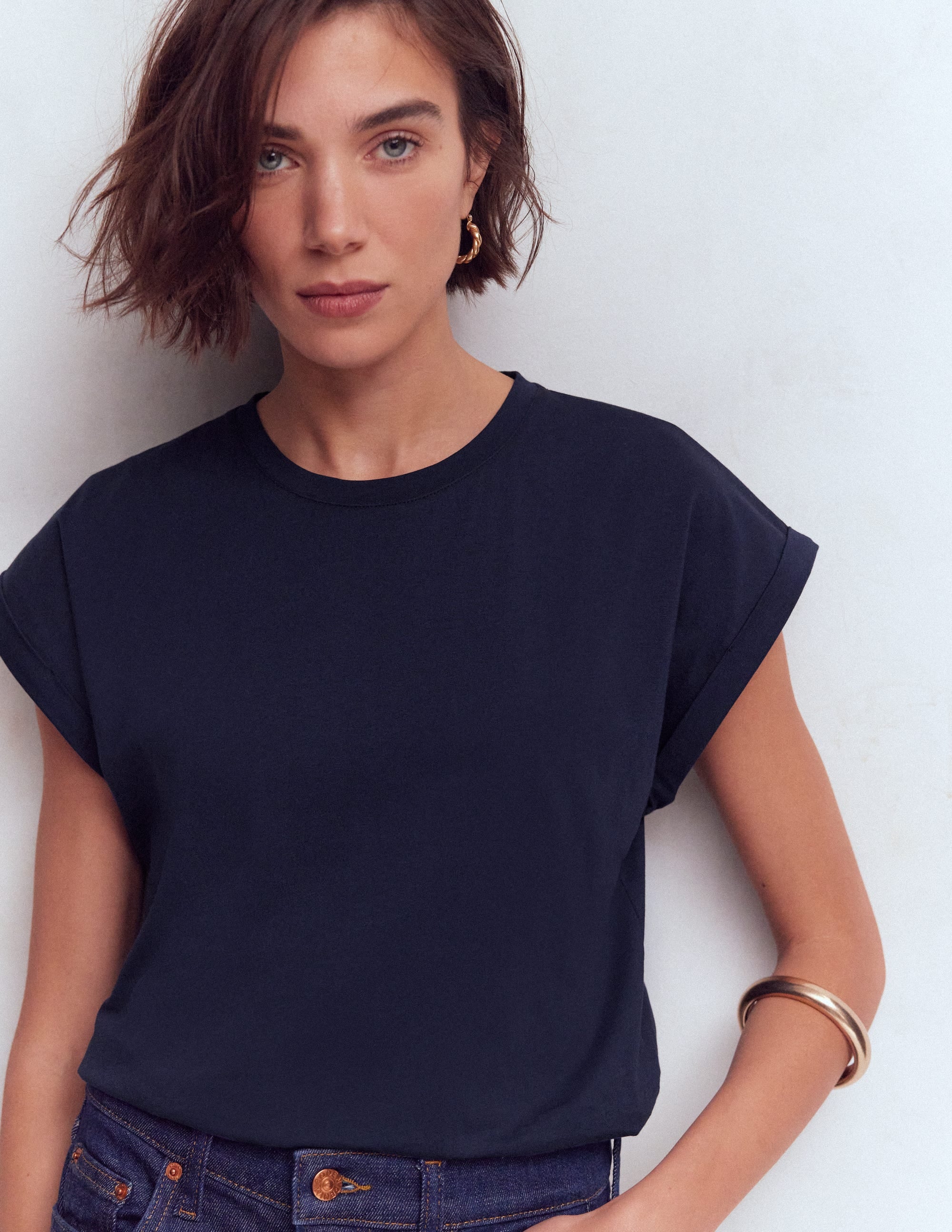 Ren T-Shirt mit umgeschlagenen Ärmeln-Marineblau - Image 5