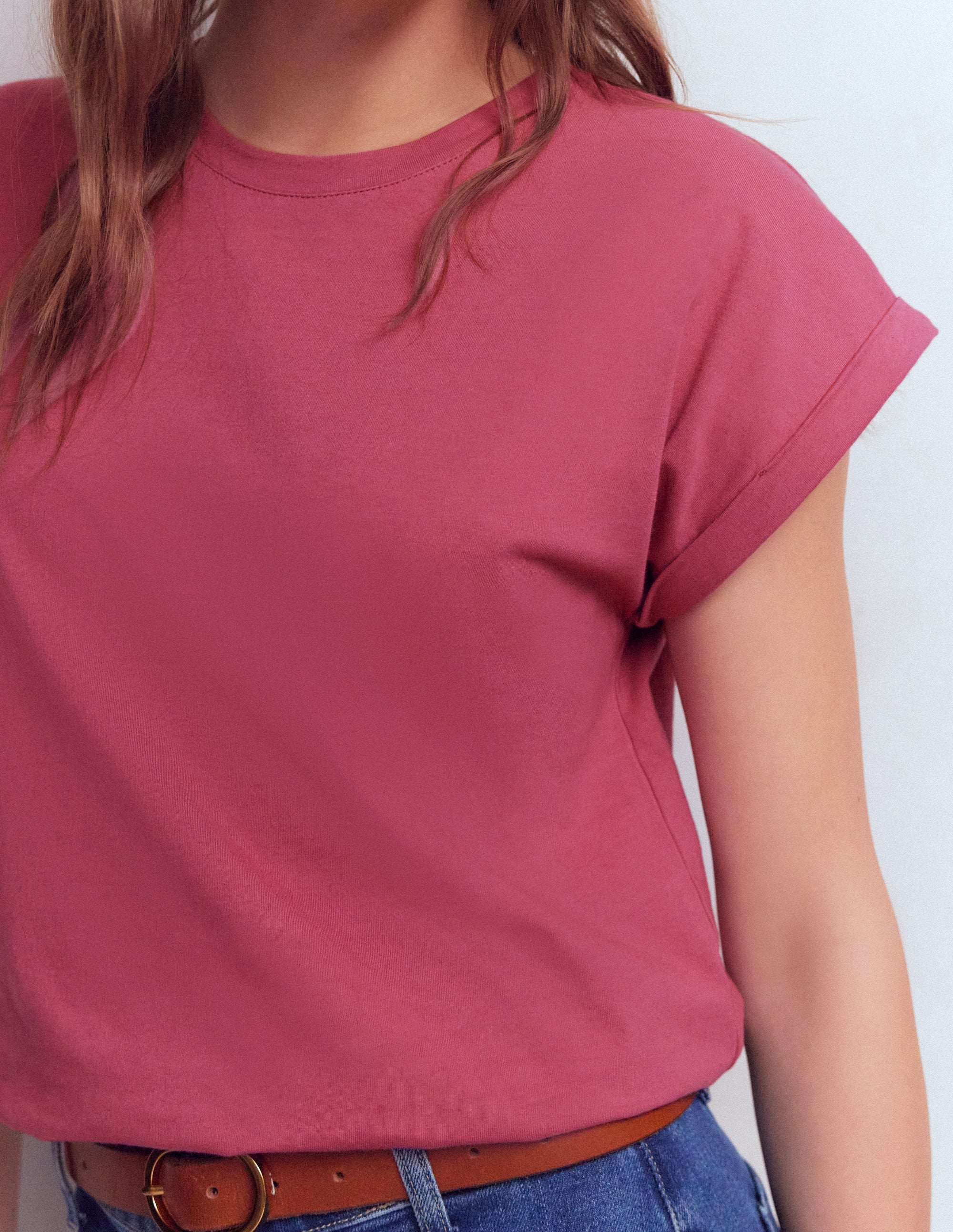Ren T-Shirt mit umgeschlagenen Ärmeln-Pastellrosa - Image 2