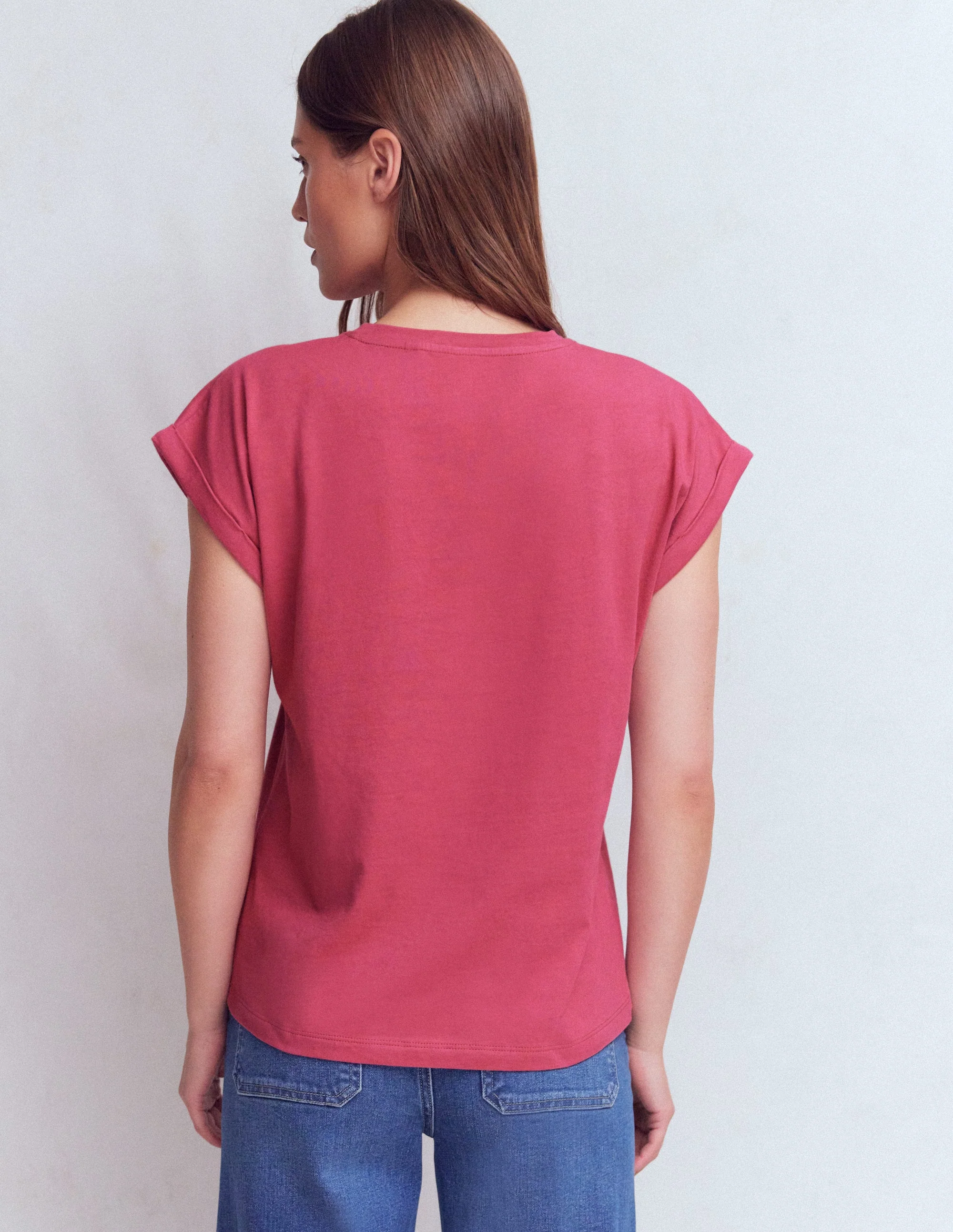 Ren T-Shirt mit umgeschlagenen Ärmeln-Pastellrosa - Image 3