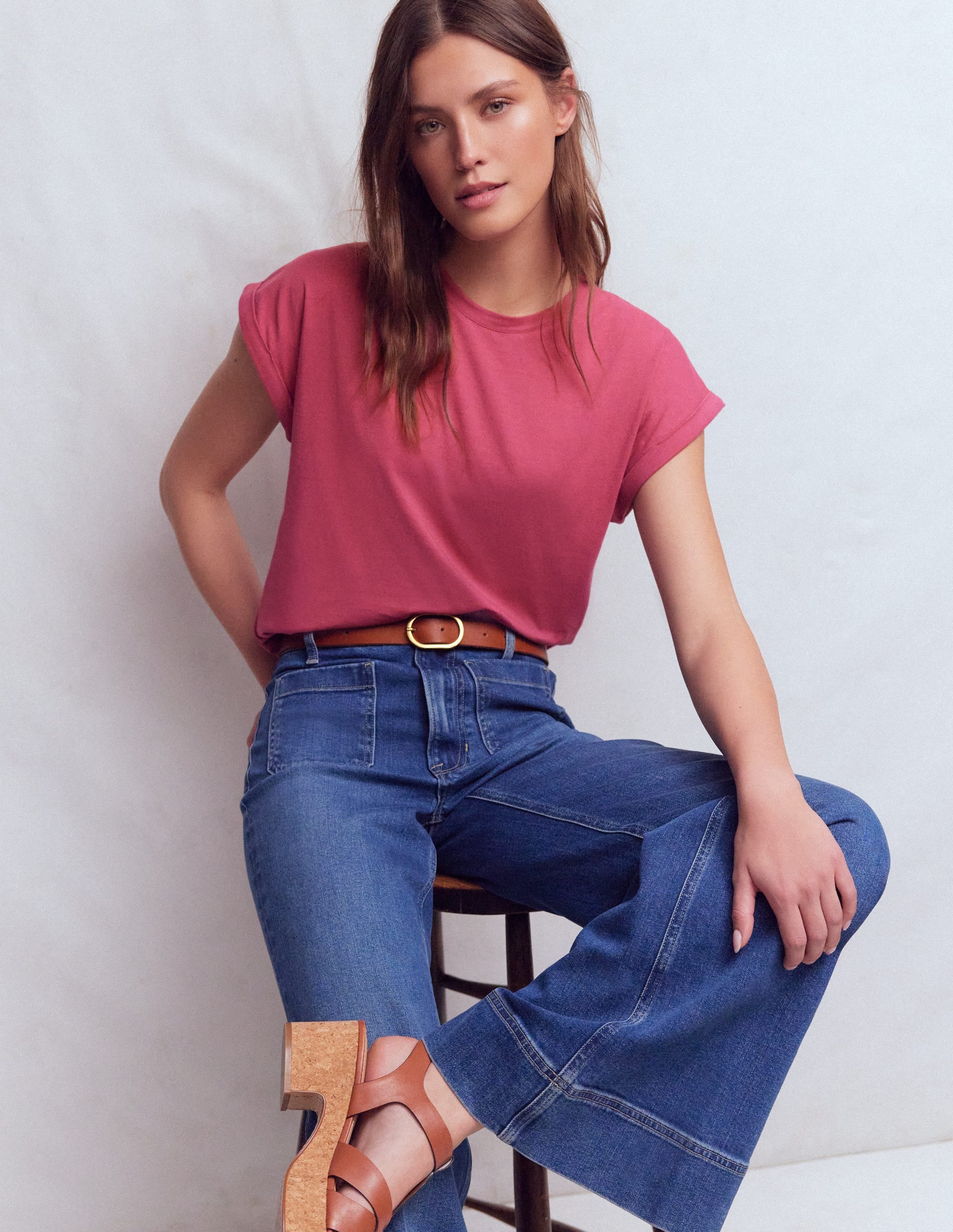 Ren T-Shirt mit umgeschlagenen Ärmeln-Pastellrosa - Image 4