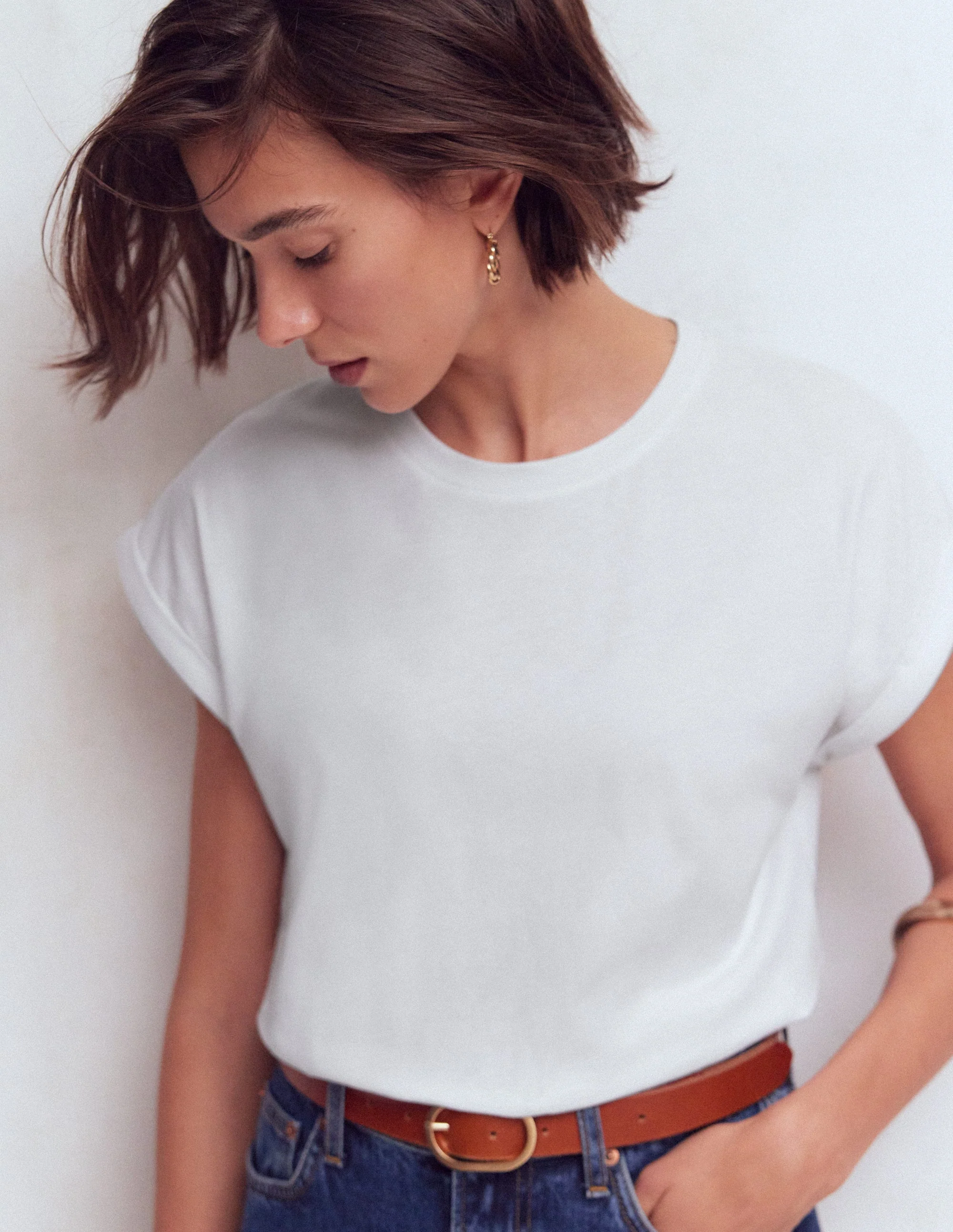 Ren T-Shirt mit umgeschlagenen Ärmeln-Weiß - Image 2