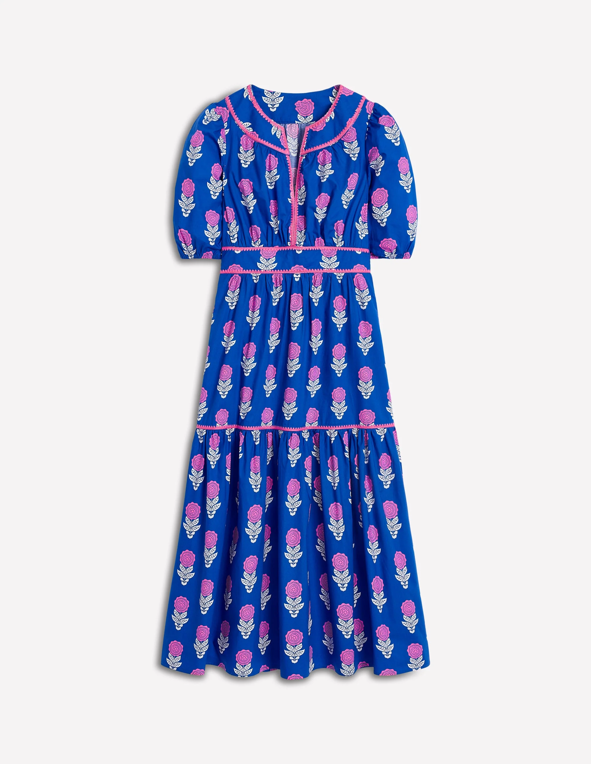 Rhea Besticktes Midikleid-Galerie-Blau, Dahlienzweig - Image 7