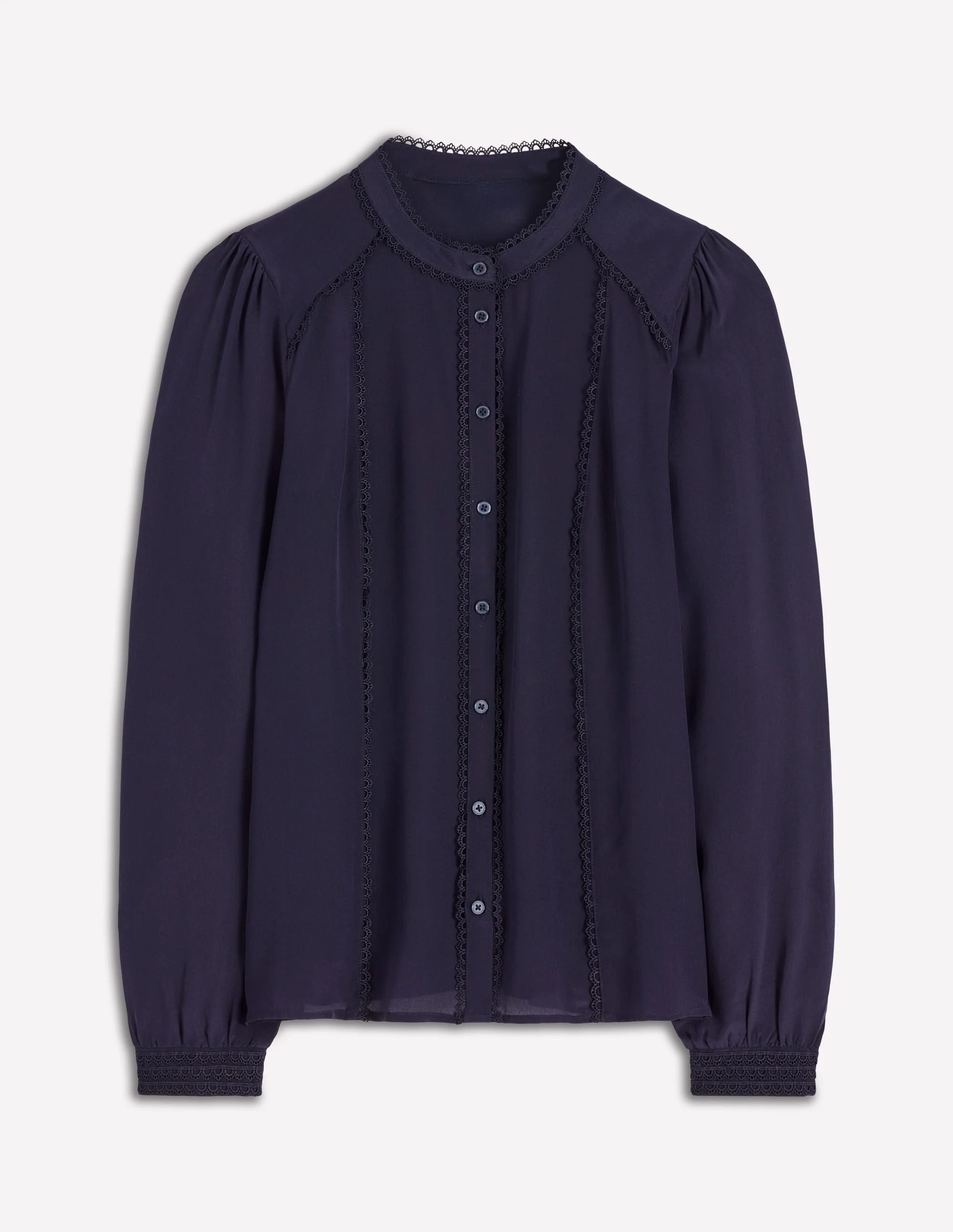 Rhea Seidenoberteil mit Besatz-Denim-Blau, Blühender Zweig - Image 5