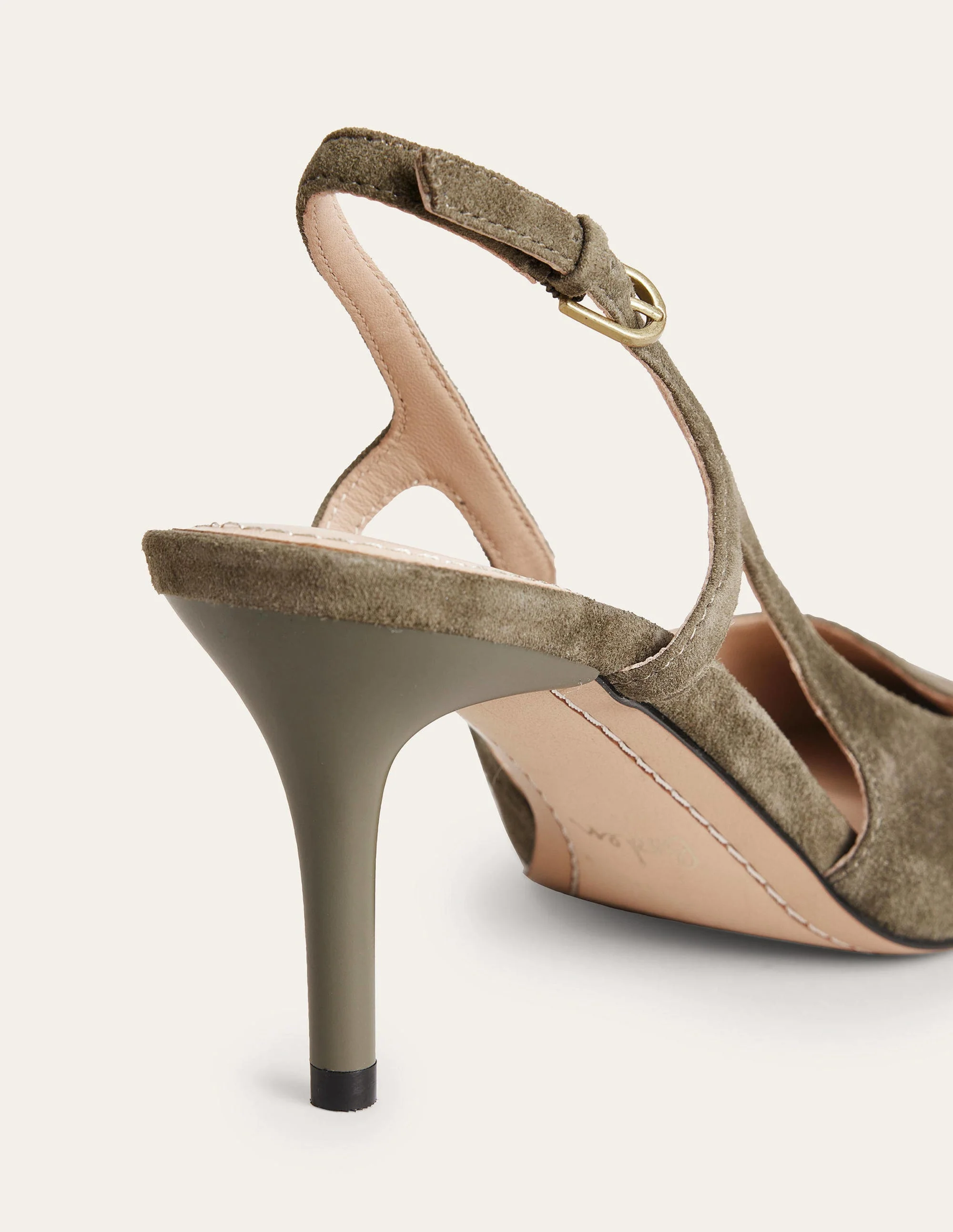 Riemchenpumps mit Cut-out-Dunkles Olivgrün, Veloursleder - Image 3
