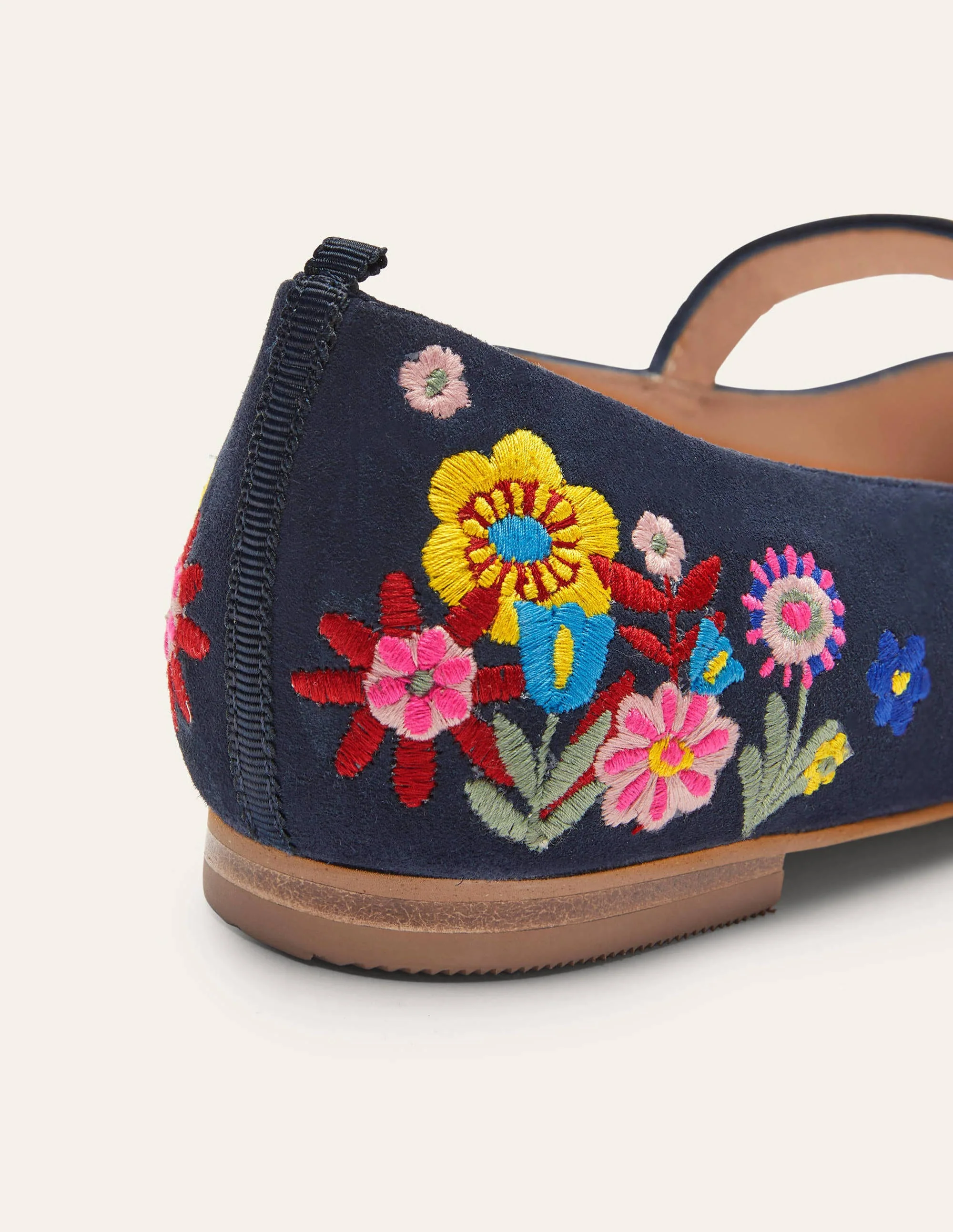 Riemchenschuhe mit spitzer Zehenpartie-Navy/Stickerei - Image 3