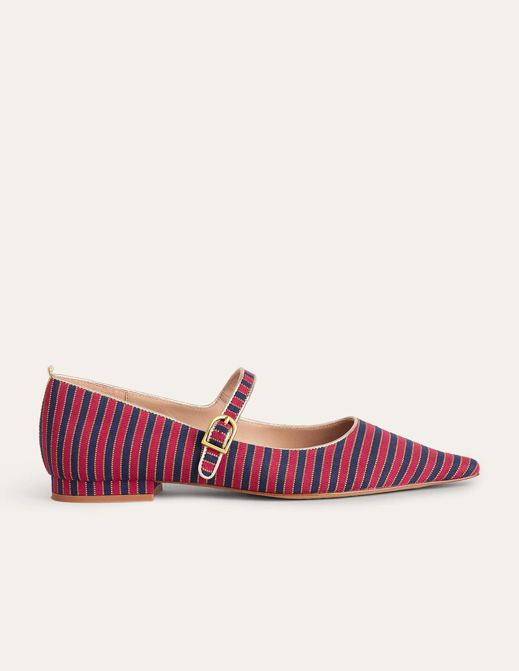 Riemchenschuhe mit spitzer Zehenpartie-Rot/Navy, Gestreift