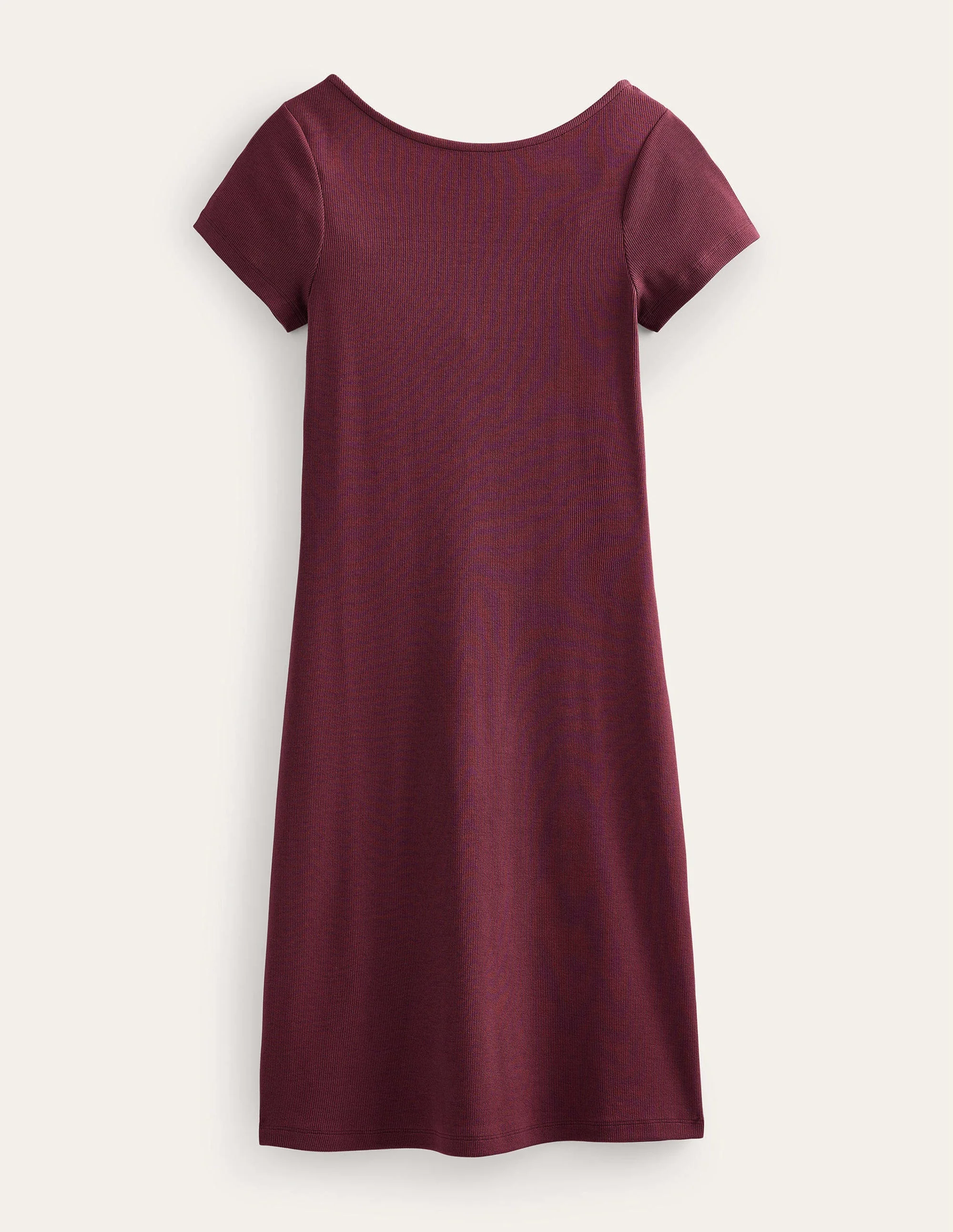 Rippjersey-Minikleid mit tiefem Rückenausschnitt-Dunkles Burgunderrot - Image 5