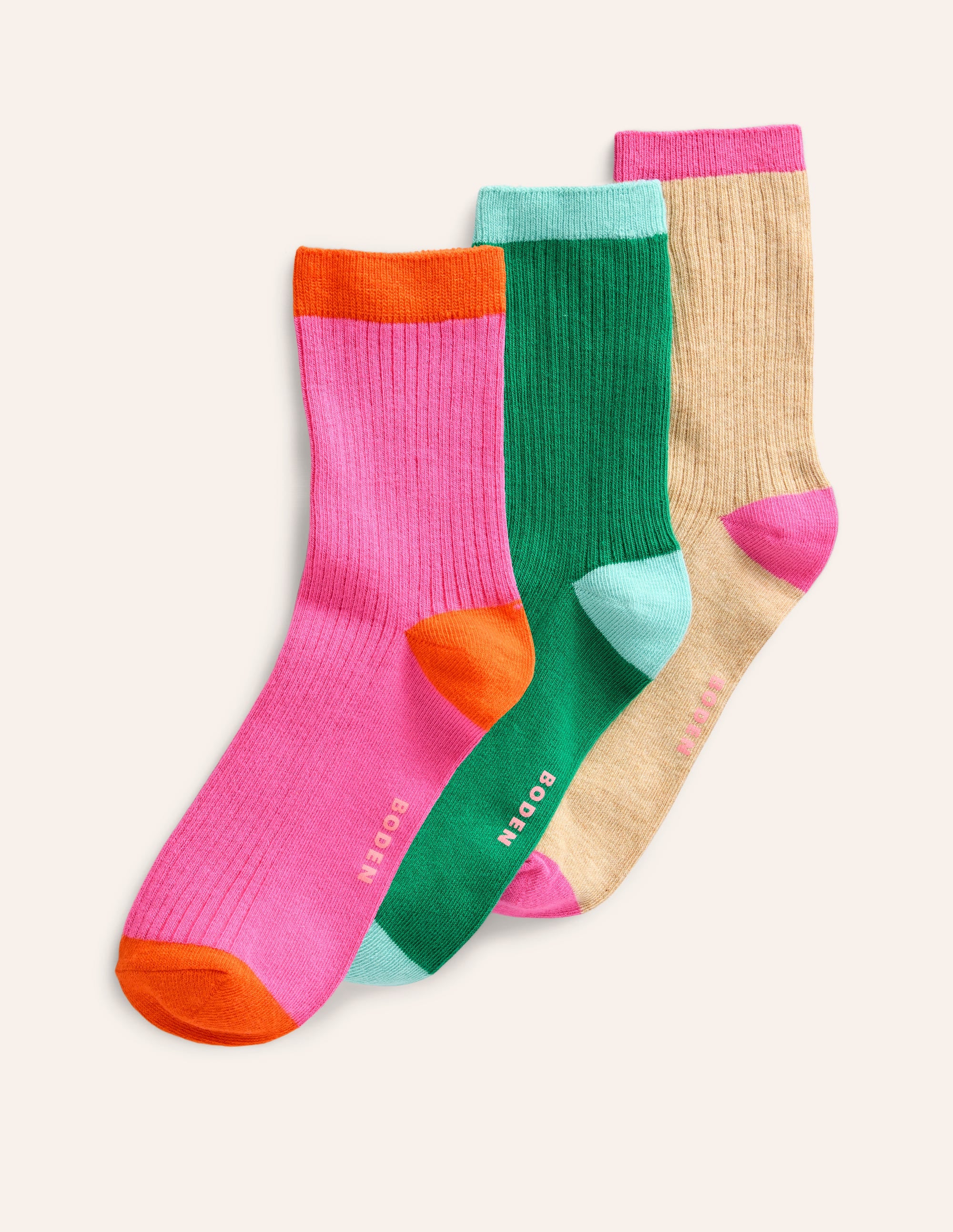 Rippstrick-Knöchelsocken im 3er-Pack-Blockfarben - Image 3