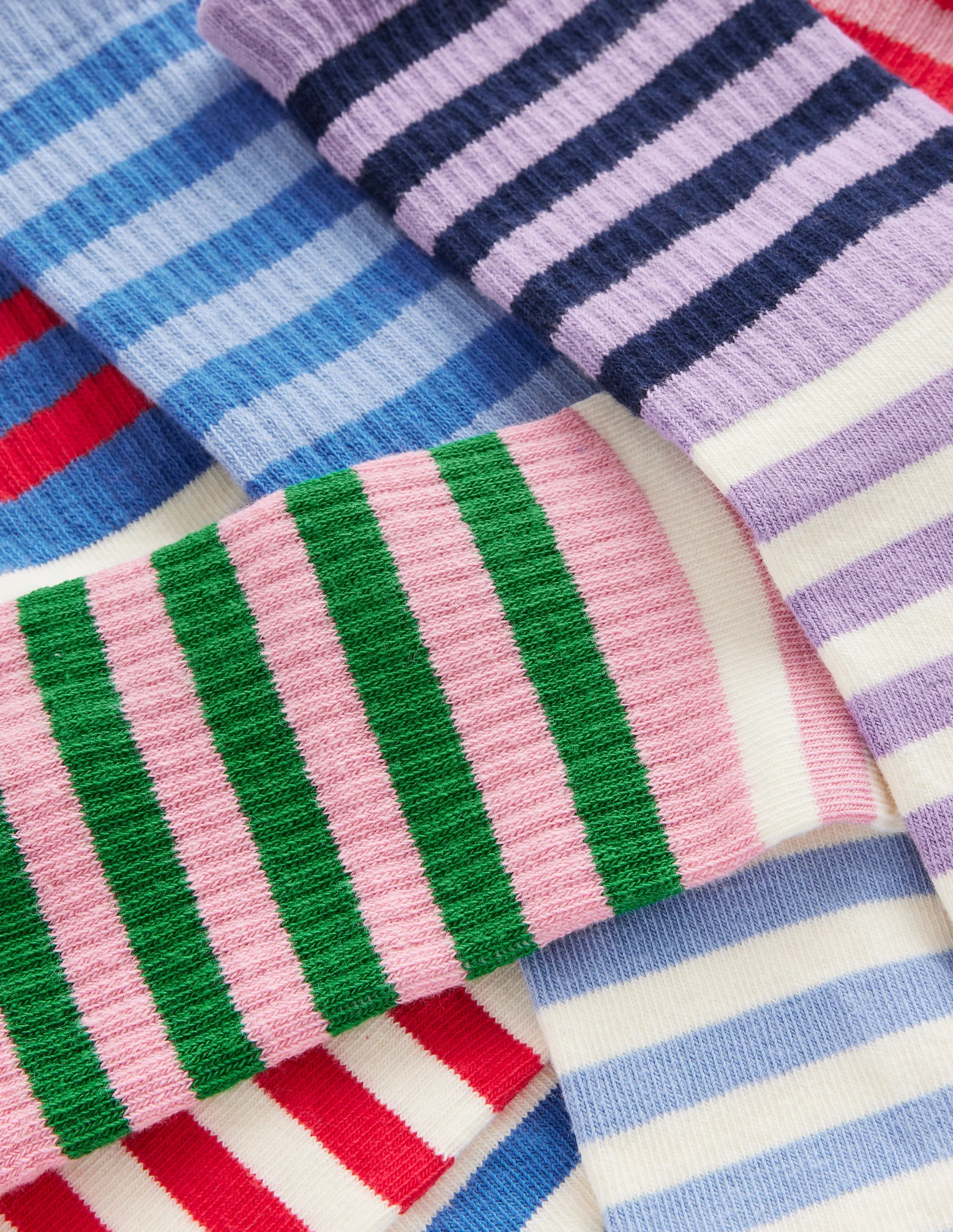 Rippstrick-Knöchelsocken im 5er Pack-Bunt Blockfarben Streifen - Image 2