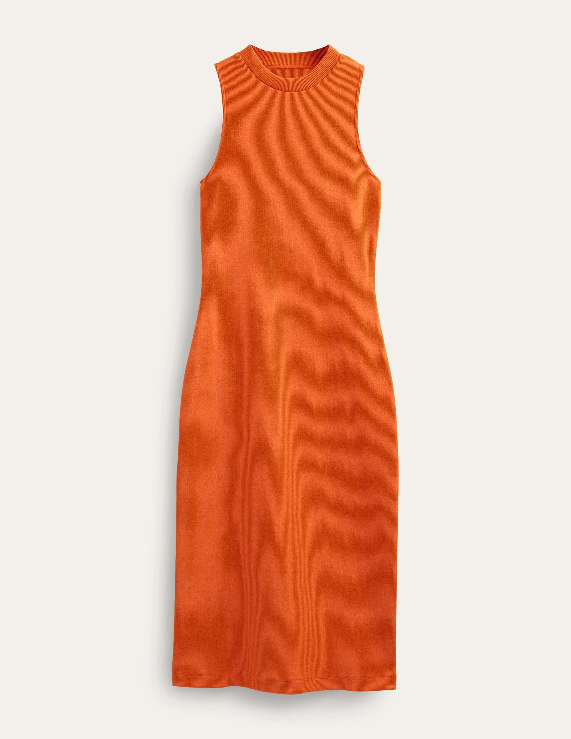 Rippstrick-Midikleid aus Jersey mit Racer-Ausschnitt-Kumquatorange - Image 5