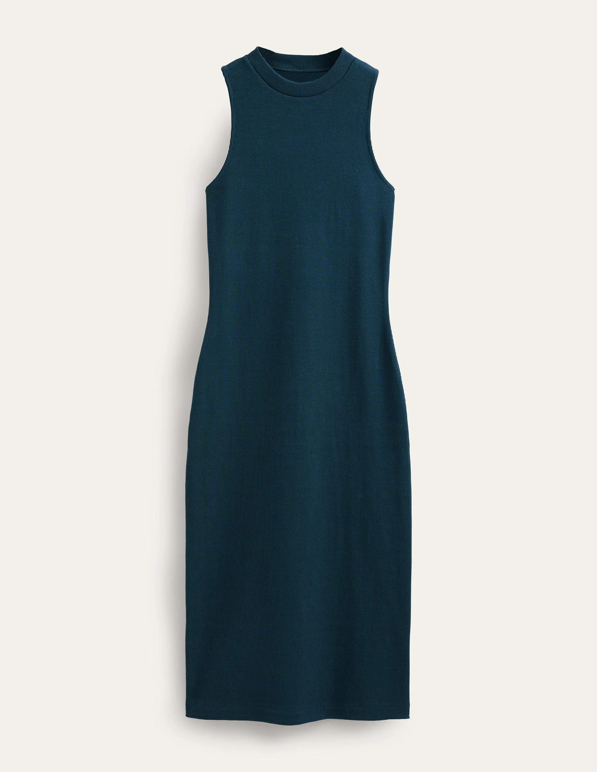 Rippstrick-Midikleid aus Jersey mit Racer-Ausschnitt-Tintenblau - Image 5