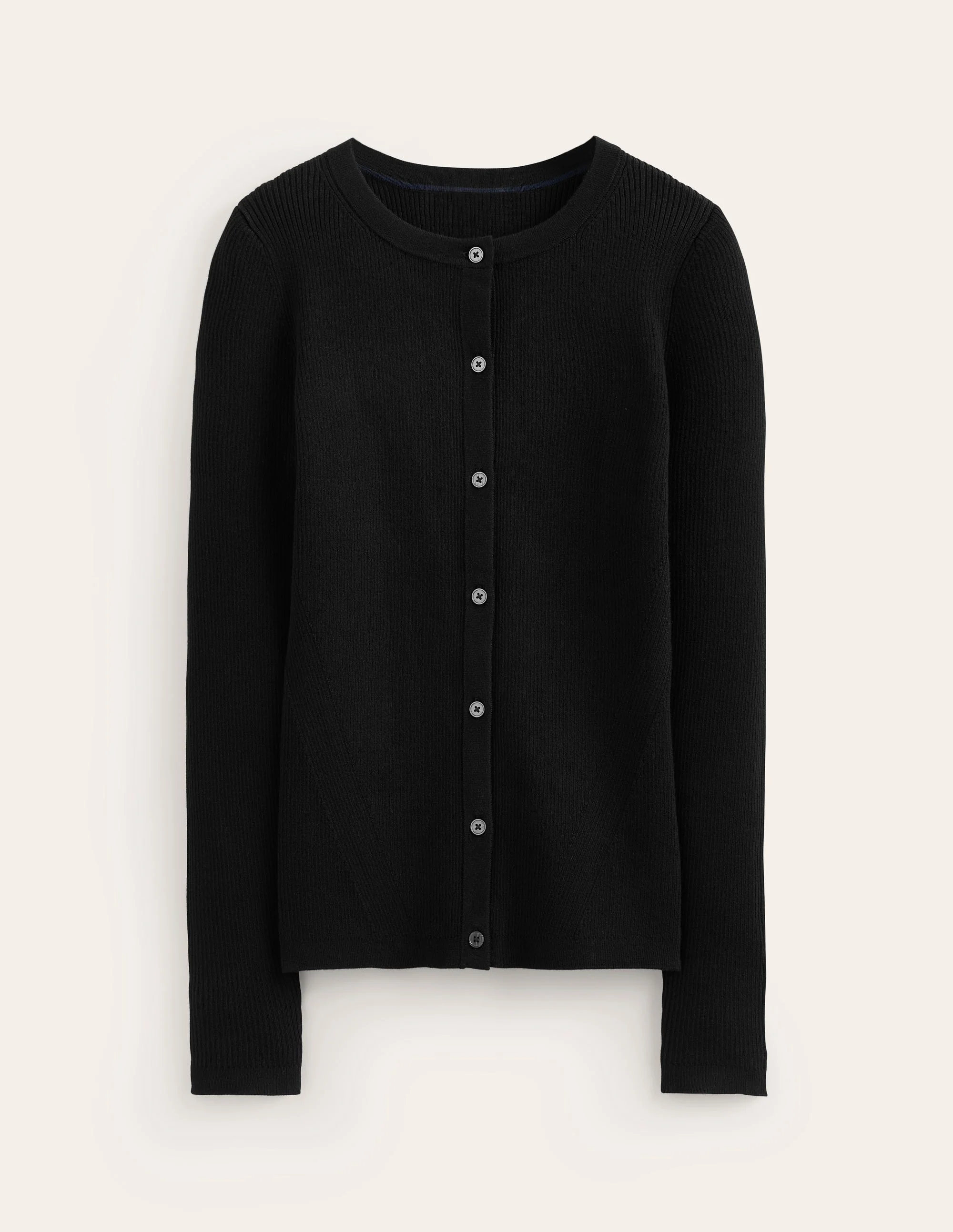 Rippstrick-Strickjacke aus Baumwolle-Schwarz - Image 5