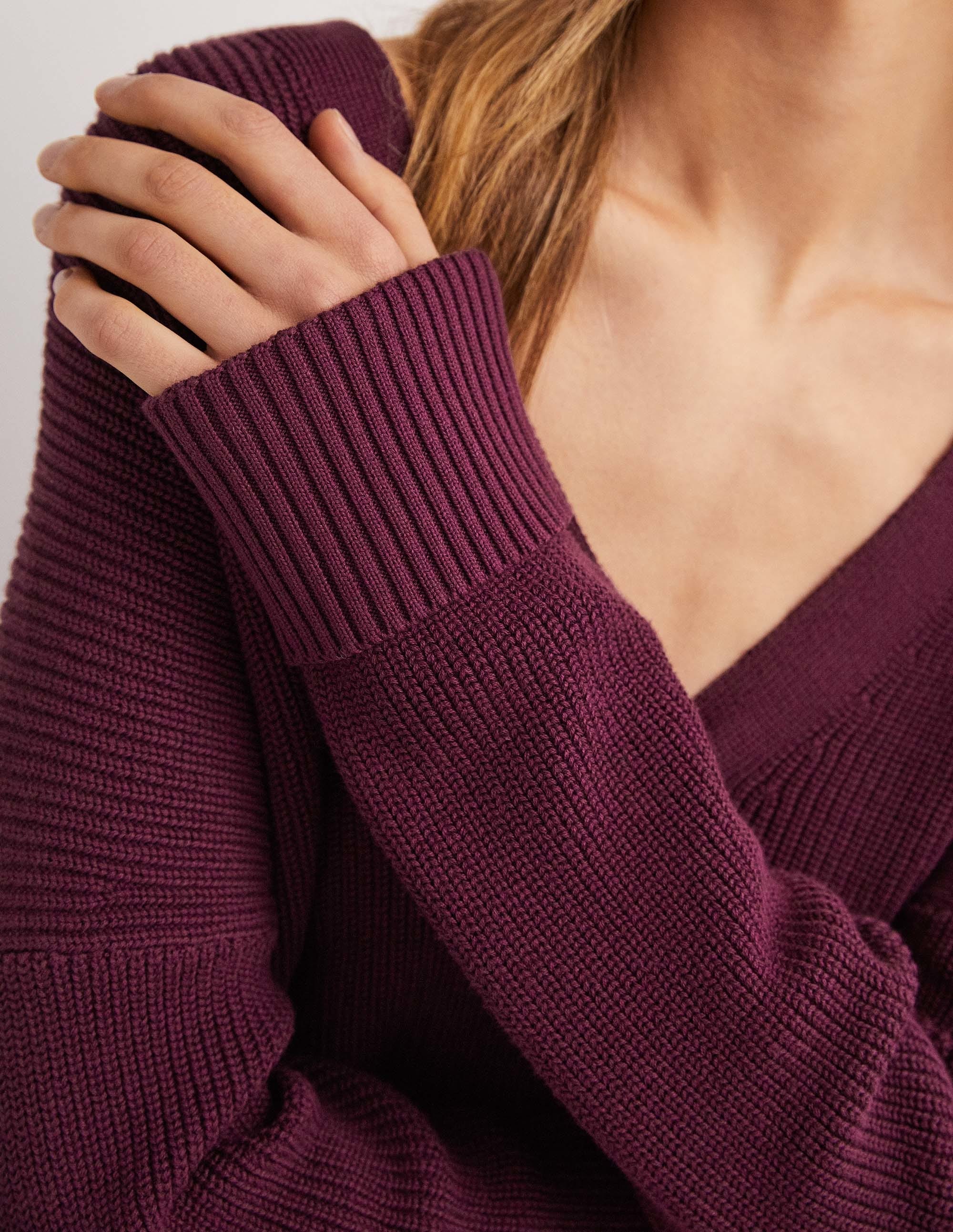 Rippstrickcardigan mit Umschlagbündchen-Beere - Image 2