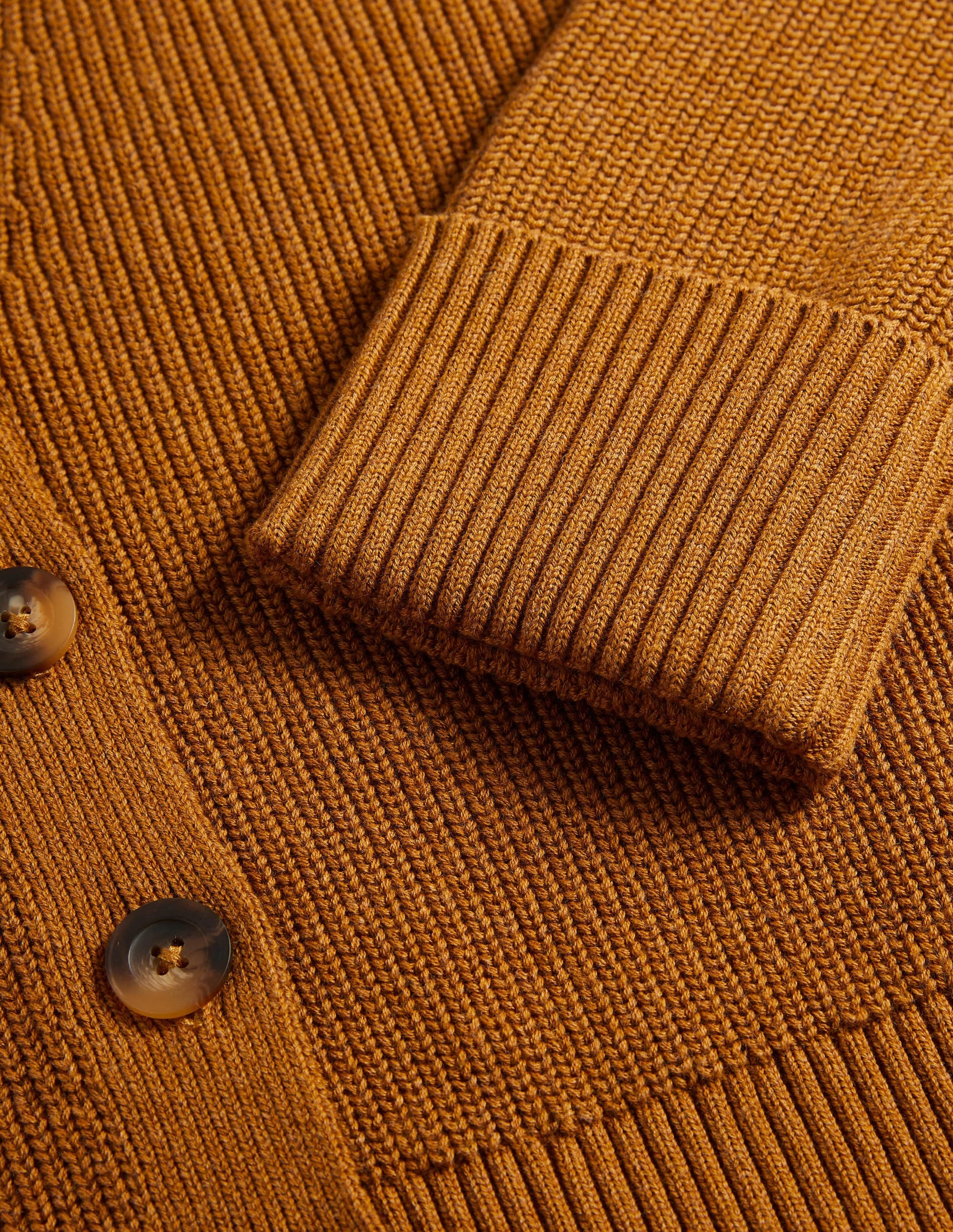 Rippstrickcardigan mit Umschlagbündchen-Karamellbonbonbraun Melange - Image 6
