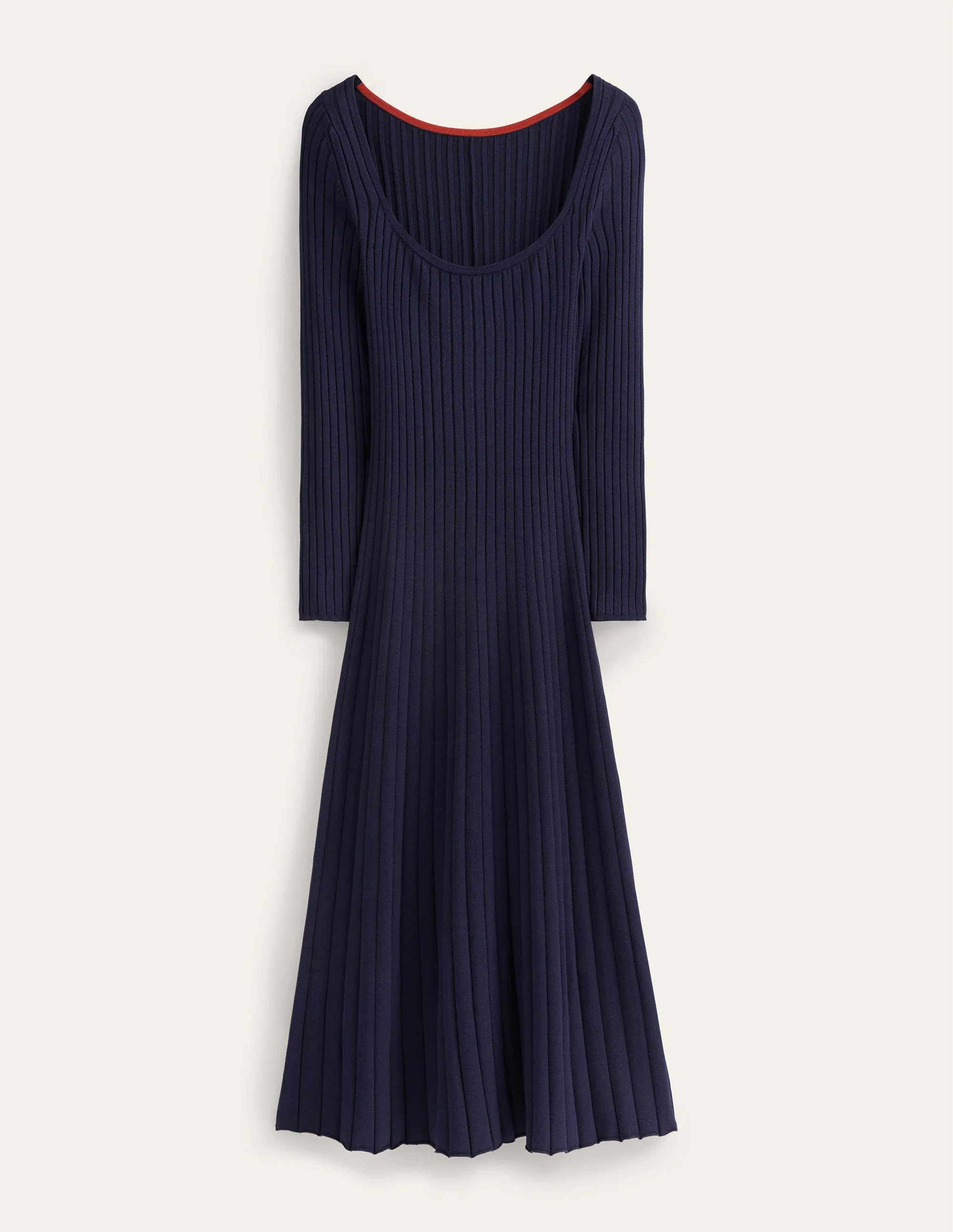 Rippstrickkleid mit Rundhalsausschnitt-Marineblau - Image 7