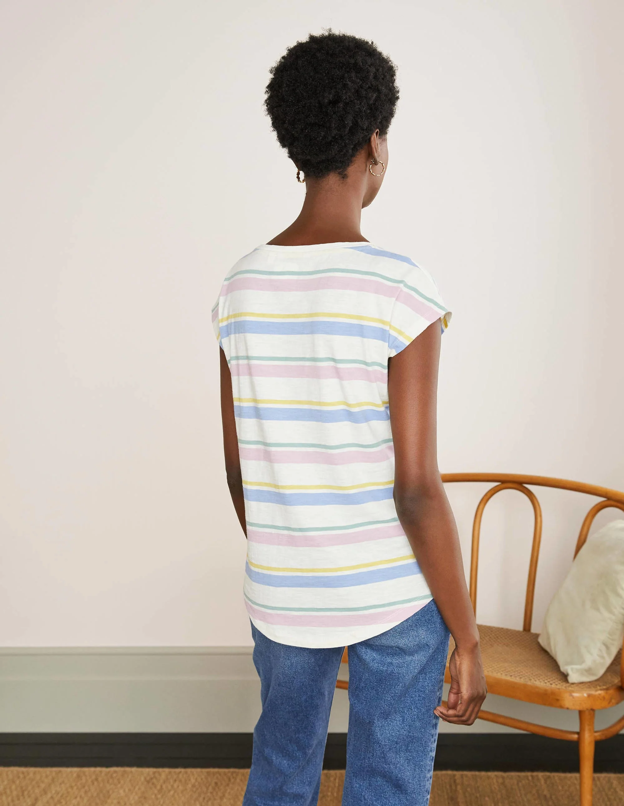 Robyn Jersey-T-Shirt-Bunt, Pastellstreifen - Image 3