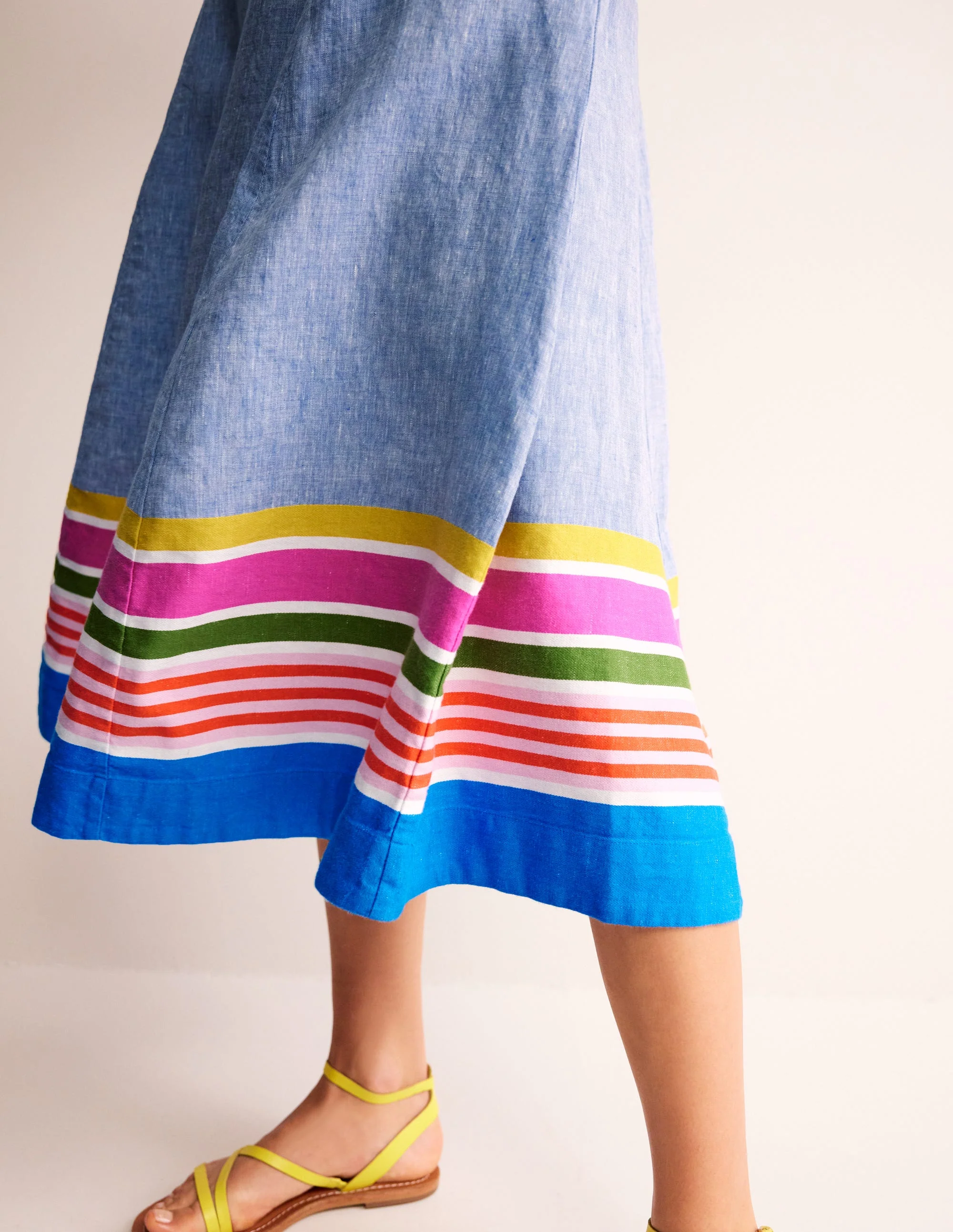 Rock mit gestreiftem Saum-Blau Bunte Streifen - Image 2