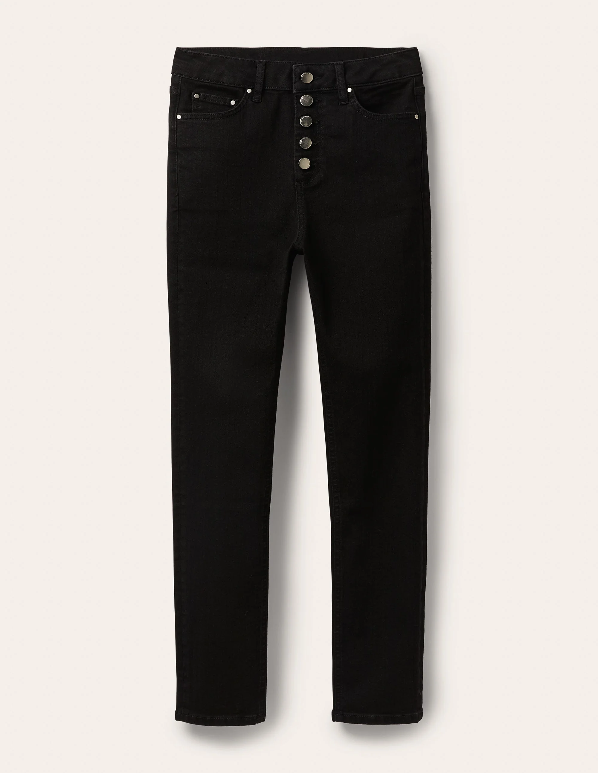 Röhrenjeans mit Knopfleiste-Schwarz, Gewachst - Image 7