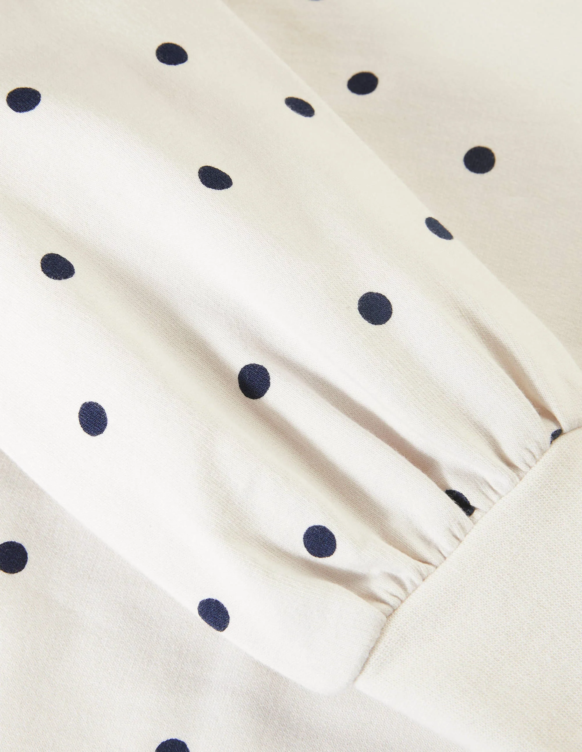 Romona Sweatshirt-Kleid-Naturweiß/Navy, Polka-Tupfen - Image 6