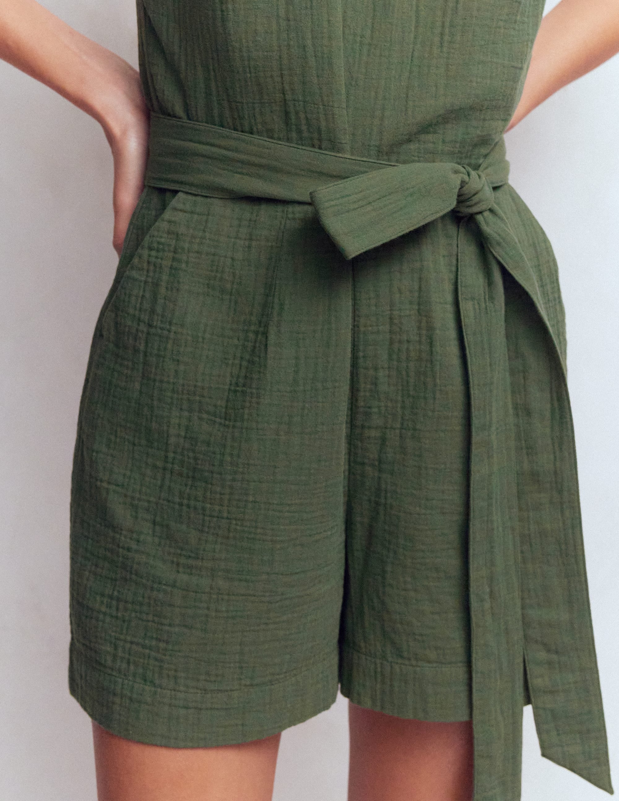 Rosa Doppeltuch-Jumpsuit-Jagdgrün - Image 2