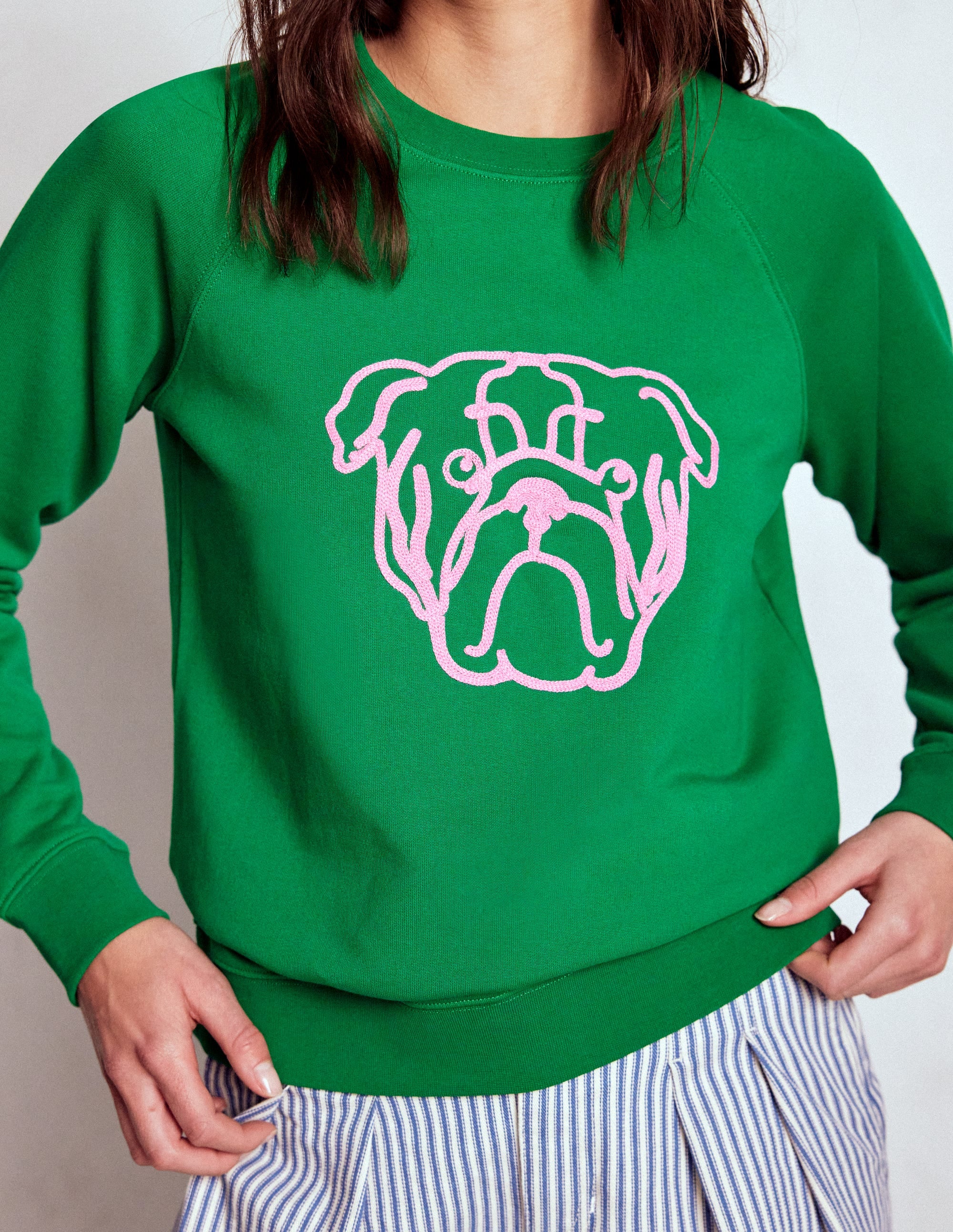Rosa Sweatshirt mit Stickerei-Mürrischer Hund - Image 2