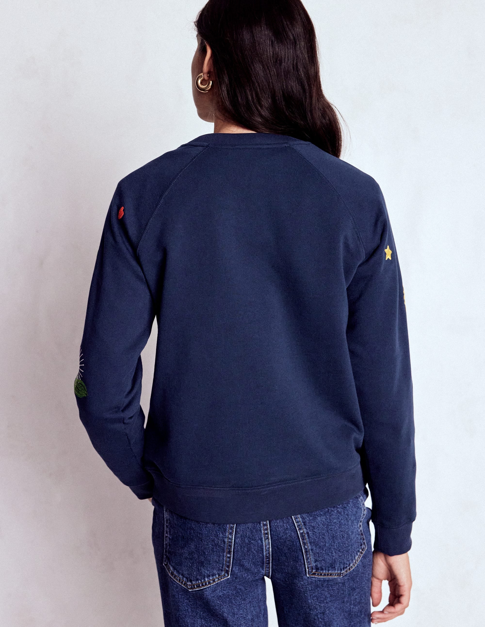 Rosa Sweatshirt mit Stickerei-Navy/Bunt, Stickerei - Image 3