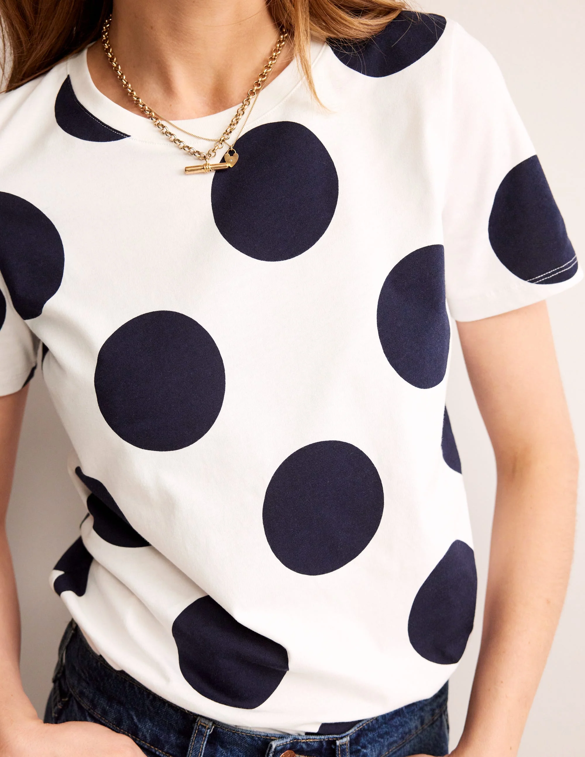 Rosa T-Shirt mit Druck-Naturweiß, Punkte - Image 2