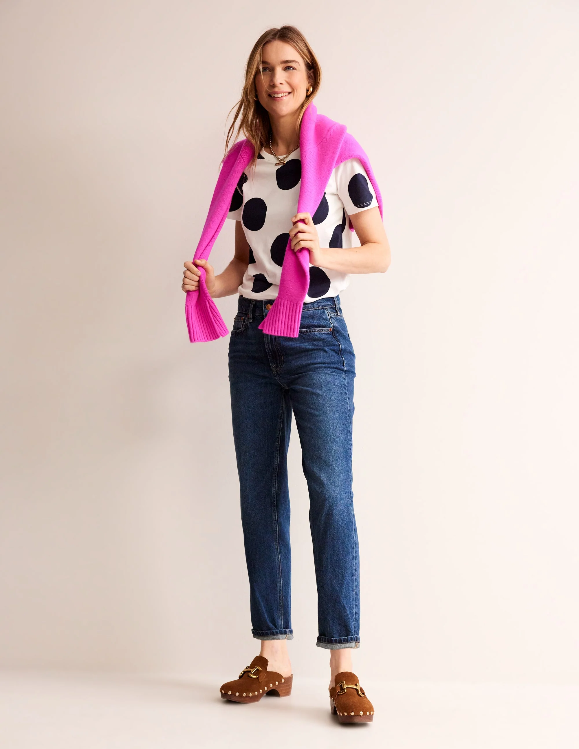 Rosa T-Shirt mit Druck-Naturweiß, Punkte - Image 4