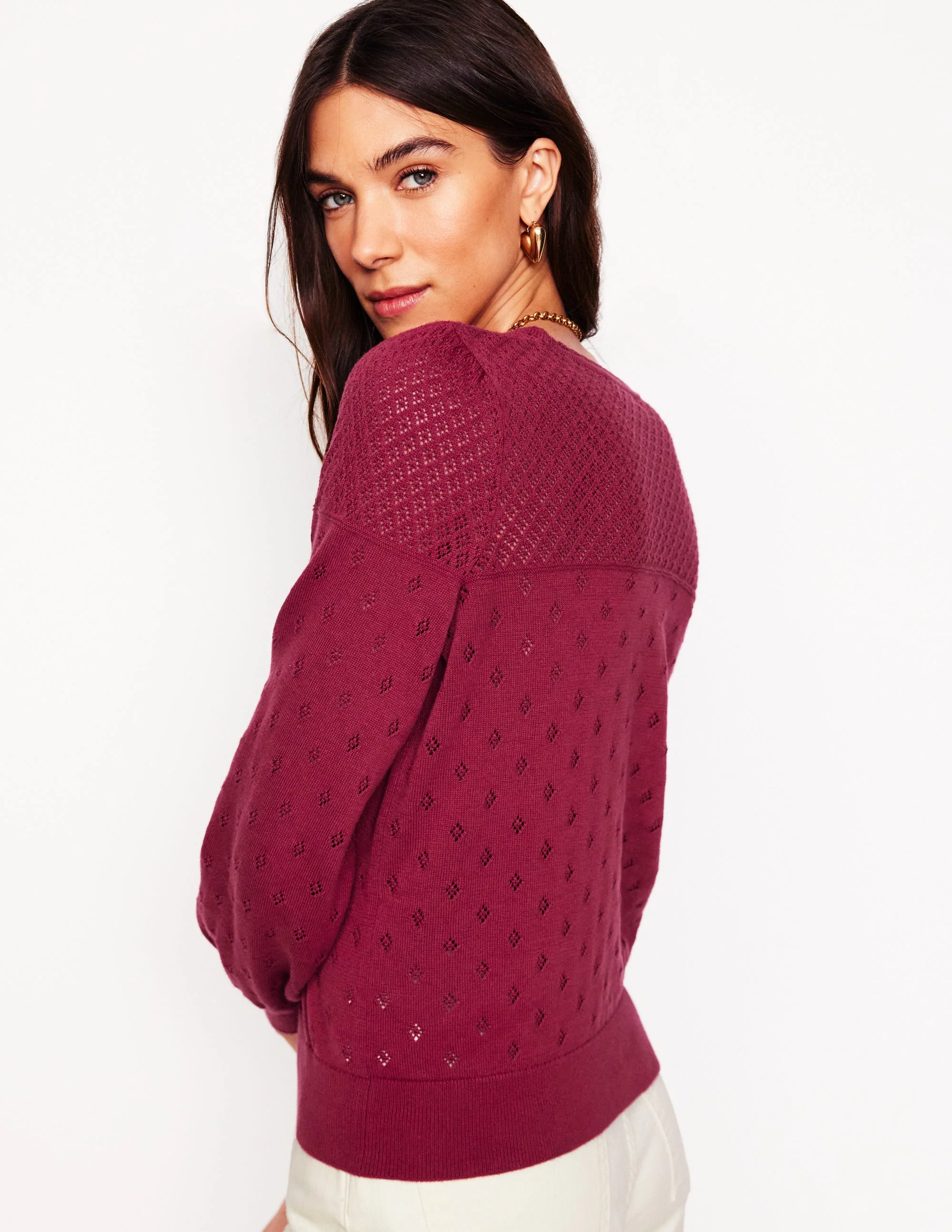 Rosalie Pointelle-Pullover-Terrakotta-Rot - Image 3
